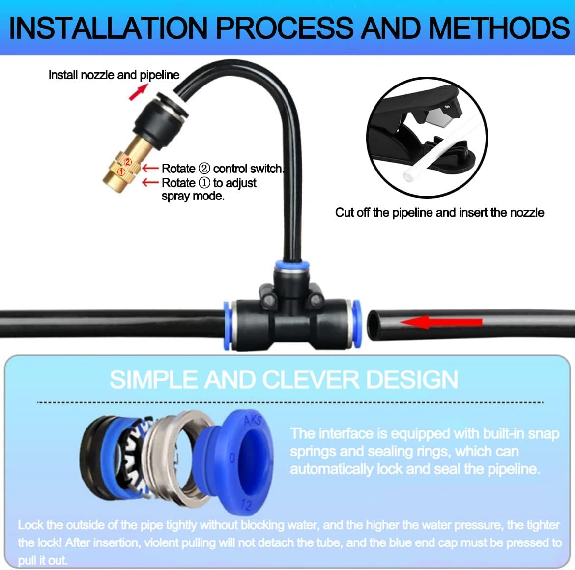New Drip Irrigation System,Automatic Irrigation System with Replaceable 360-Degree Bending Dropper,Adjustable Atomizing Copper Nozzle for Watering System Garden Plants.(Automatic Timer) image number 4