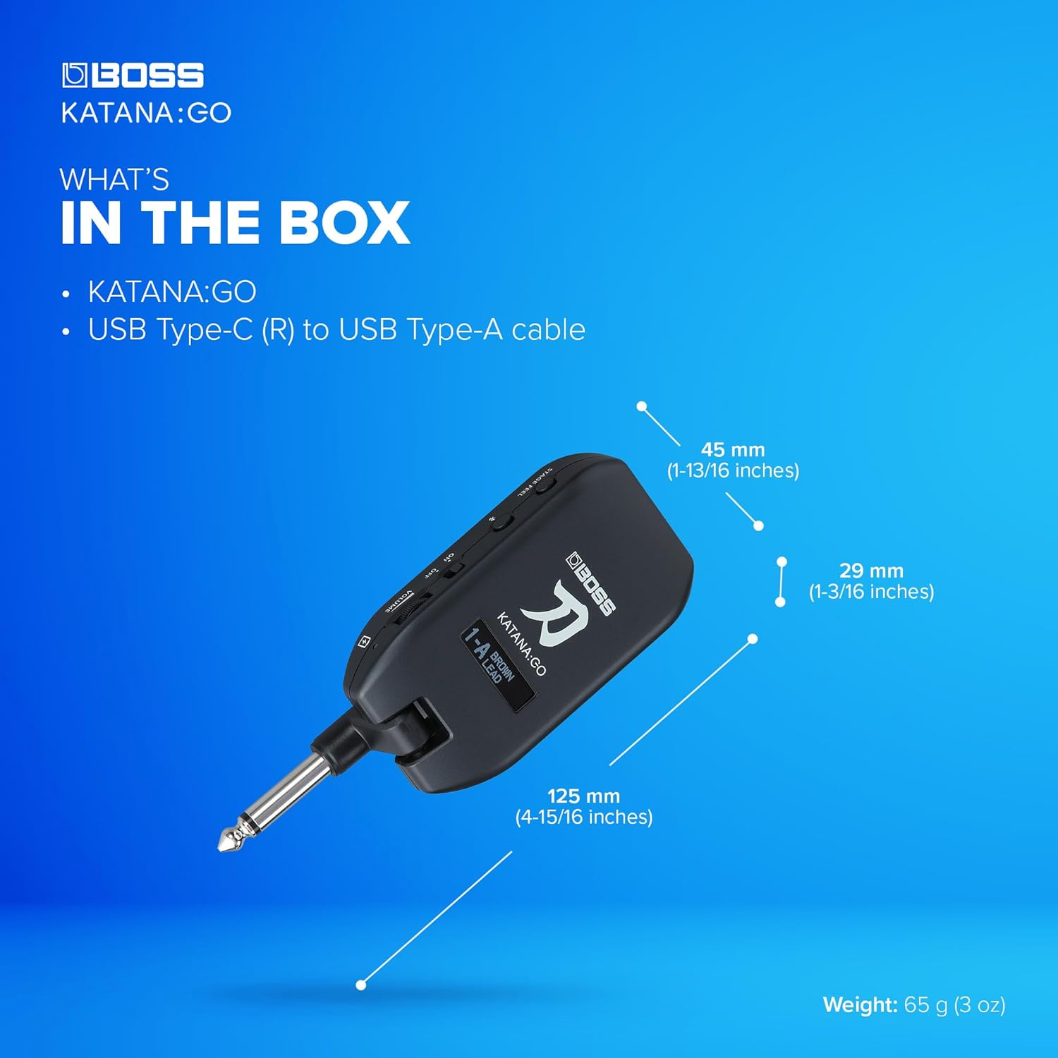 BOSS Katana:Go | Personal Headphone Amplifier for Guitar & Bass | Ready-To-Play Sounds from Stage-Class Katana Amps | Advanced Spatial Technology | Edit Tones & Stream Backing Music via Bluetooth image number 3