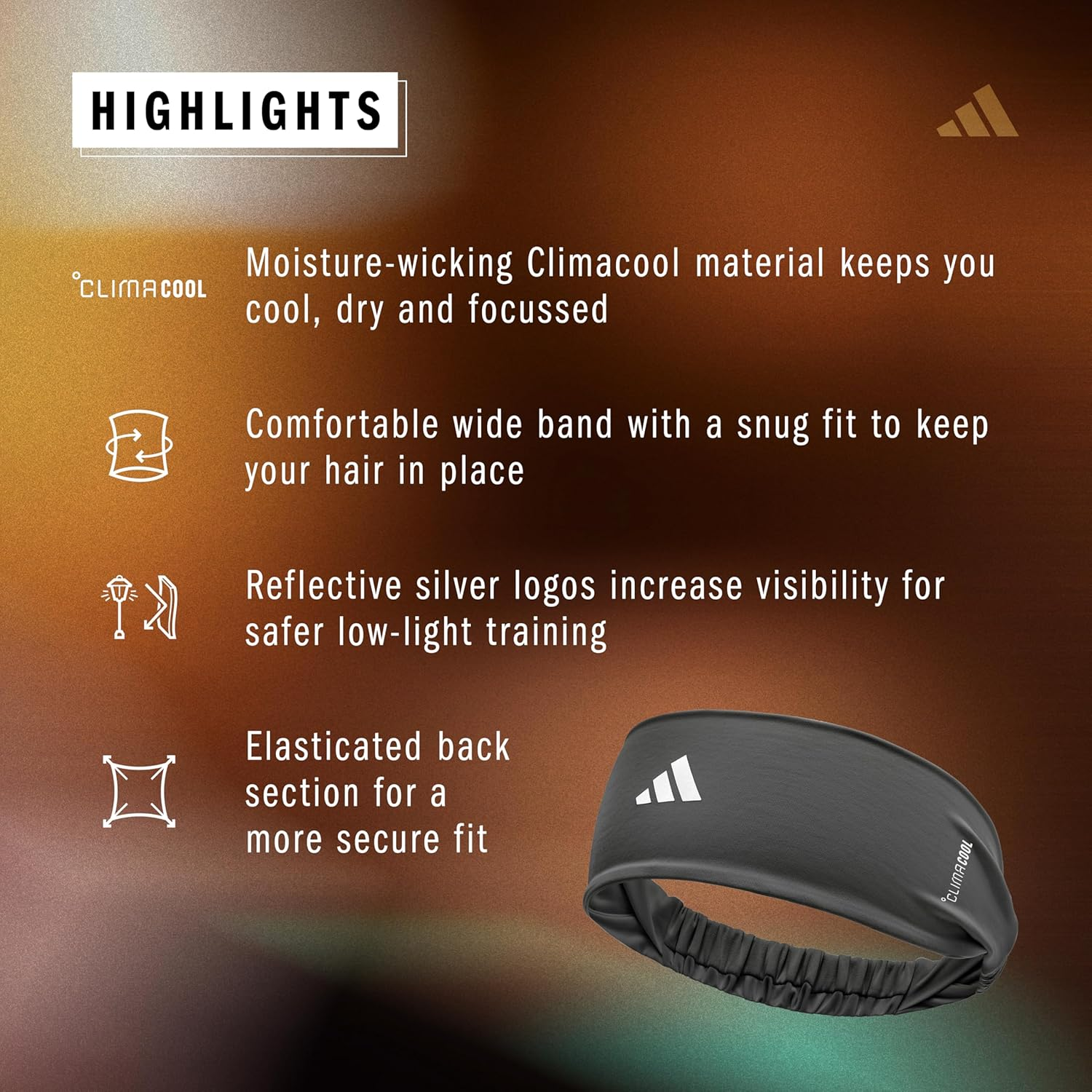 Adidas WT/GY/BK 3-Piece Headband Set - Black/White image number 6