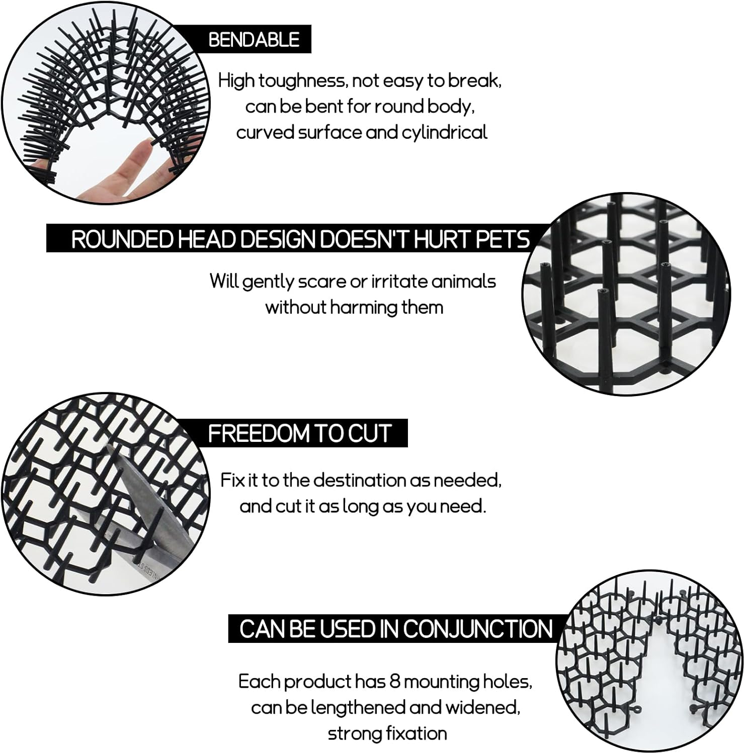 Thorn Grid against Cats, 15 Pieces Cat Mat with Spikes, Thorn Grid, Animal Barrier against Cats, Animal Repellent, Scat Spike, Animal Barrier, Thorn Grid, Cat Repellent for Cats, Rabbits, Birds image number 5