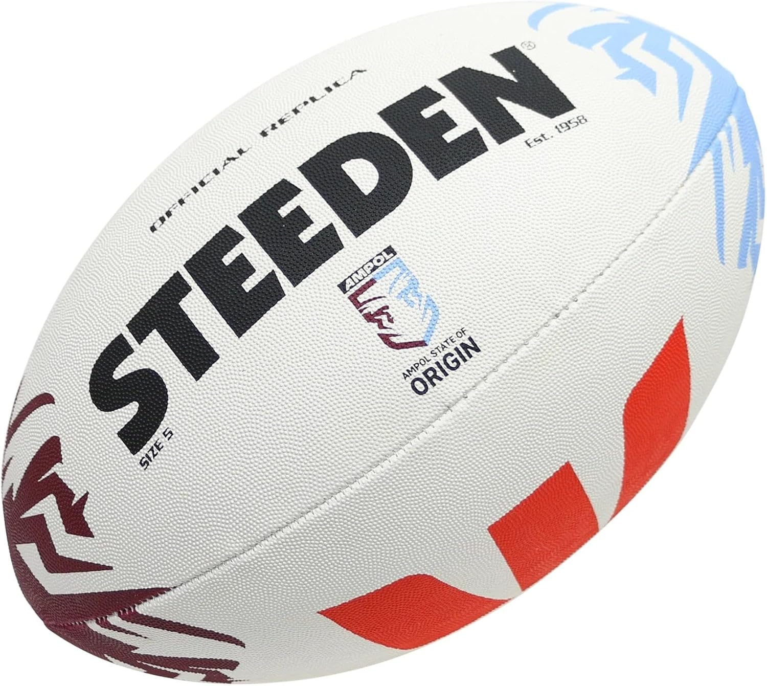 Steeden State of Origin Replica NRL White Football - Size 5 image number 1