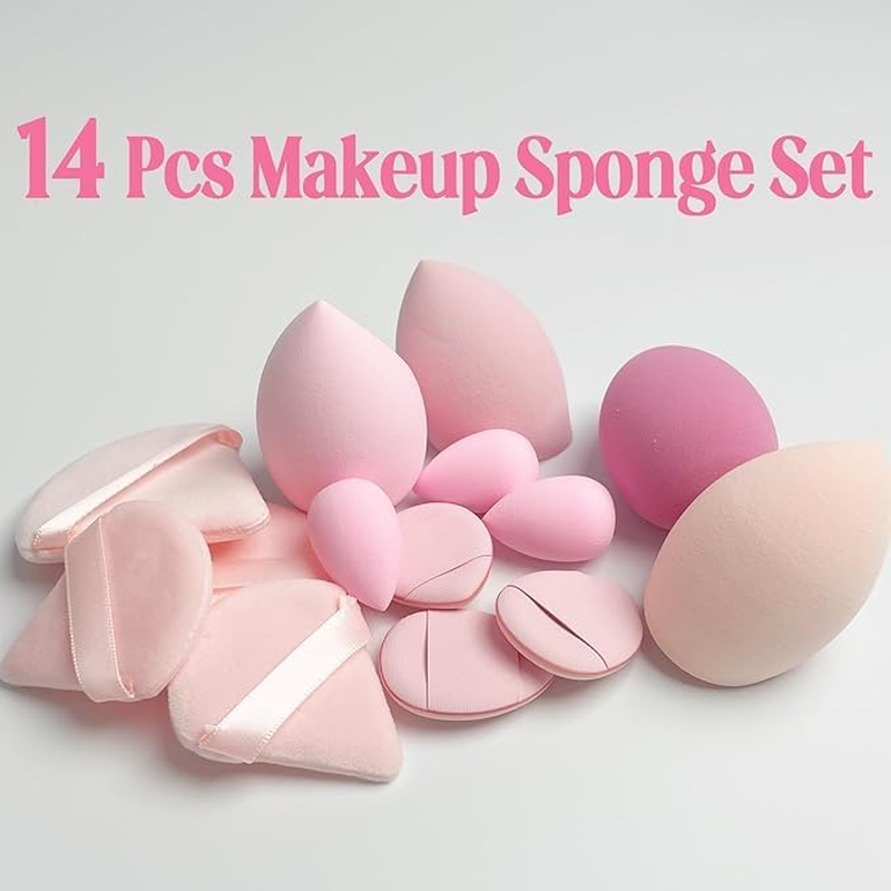 Makeup Sponges Set - Latex Free Blender Beauty Sponges for Liquid, Cream & Powder - Multi-Colored Foundation & Powder Applicators(14 Pack) image number 1