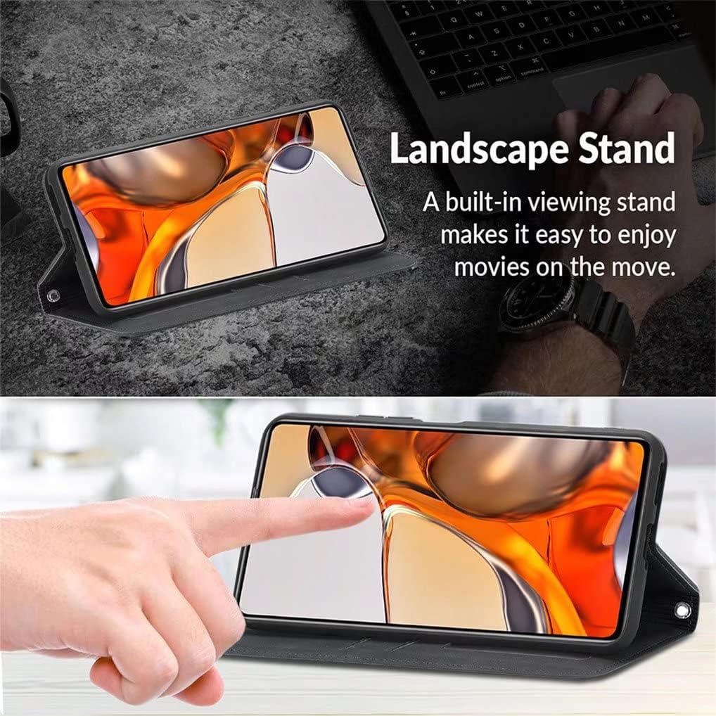 SEAHAI Case for HMD Skyline Leather PU Wallet Folio Stand Case, Ultra-Thin Shockproof Cover Kickstand with Credit Card Slots TPU Shell Magnetic Close - Black - Black image number 2