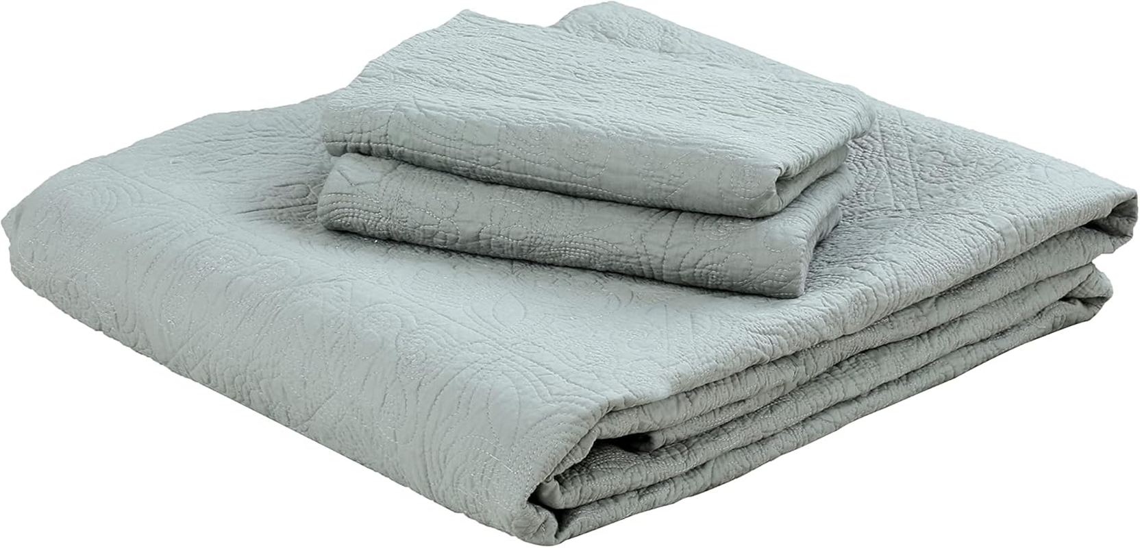 Luxury Crushed Velvet Quilted Bedspread Comforter Bed Throw Bedding Sets - Super Soft Quilt Coverlets Bedspreads Bed Set - Double, Grey image number 3