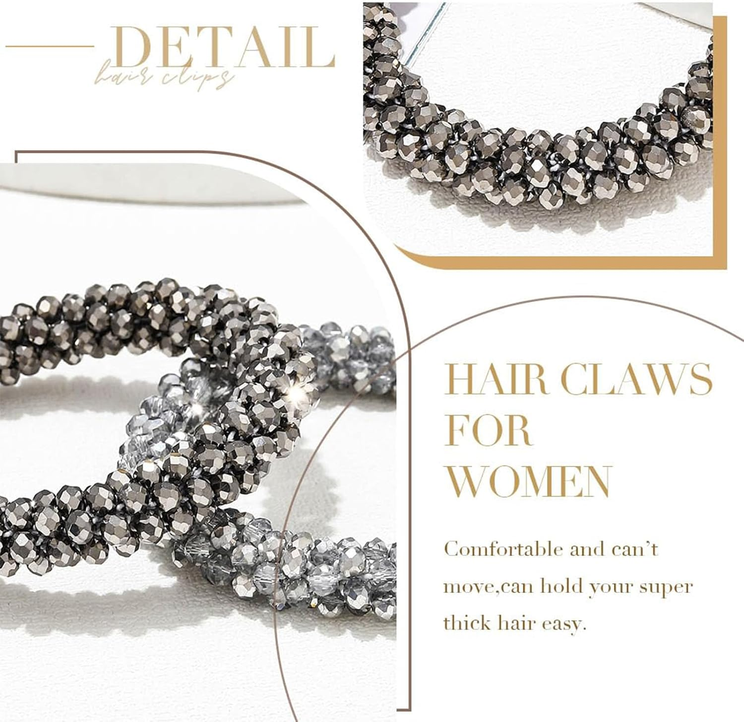 Tavvke 3 Pcs Rhinestone Hair Ties, Crystal Elastic Scrunchies, Non-Slip Beaded Ponytail Holders, Sparkly Hair Accessories for Women and Girls image number 6