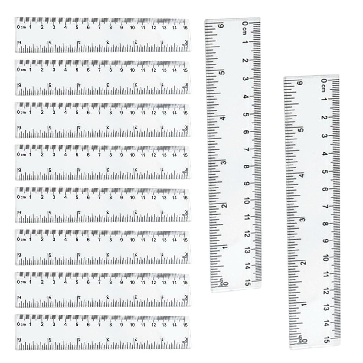 10Pcs Clear Transparent Plastic Straight Rulers for Students, Ideal for Drawing(15Cm) image number 3