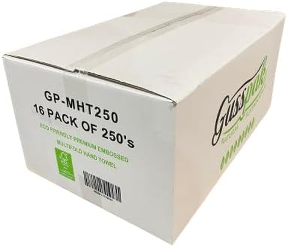 Gusspak Eco Friendly Premium Multifold Hand Towel 250 Sheets 23Cm X 23Cm Carton of 16, Embossed Virgin High White Towel** image number 1