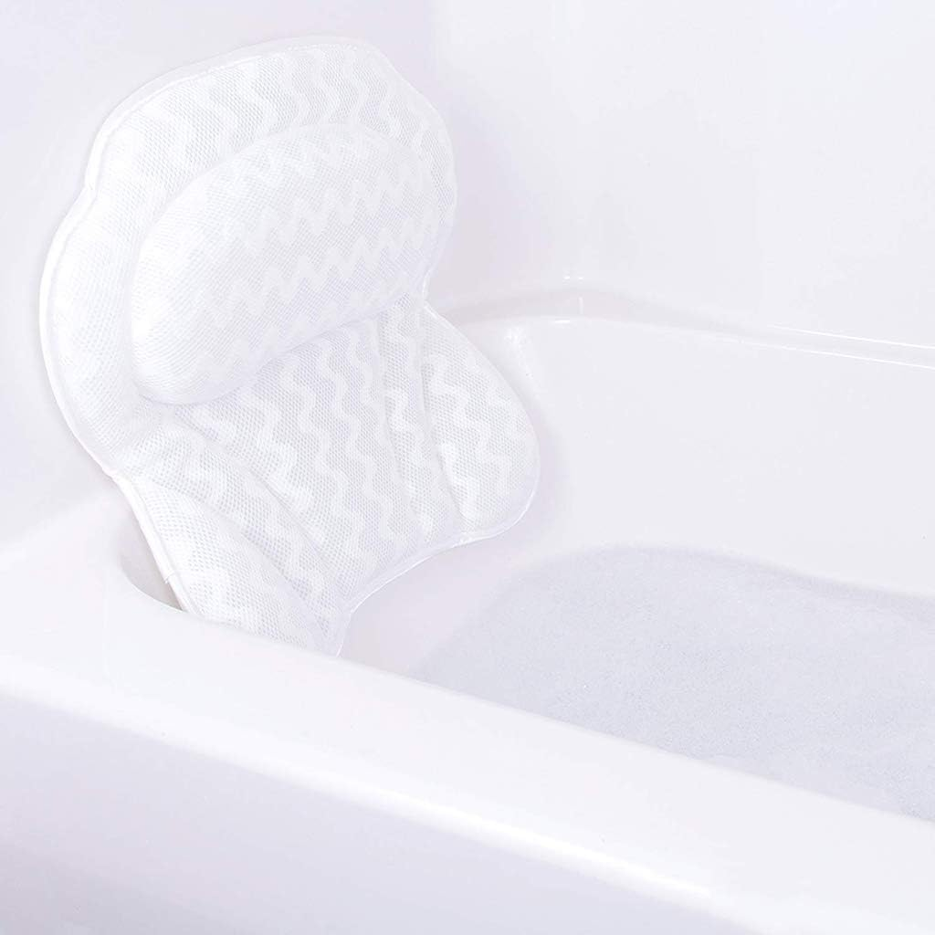 Bathtub Pillows, Ergonomic Neck Support 3D Mesh Spa Bath Pillow Bathtub Cushion Comfortable with Six Strong Grip Suction Cups for Tub image number 4