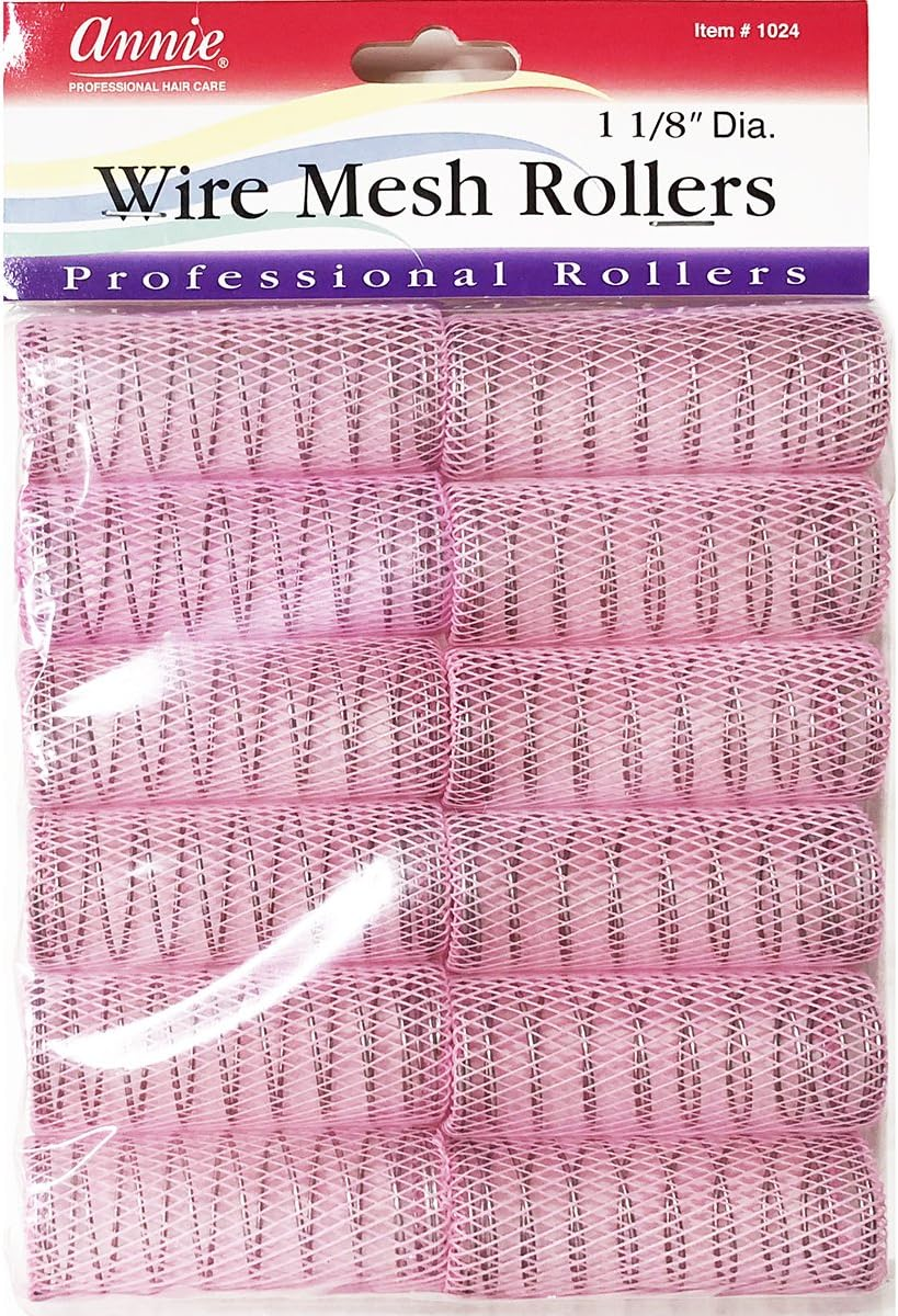 (2 Pack) - Annie Wire Mesh Rollers 1024, 12 Count Pink Large 2.9Cm (2 Pack)
