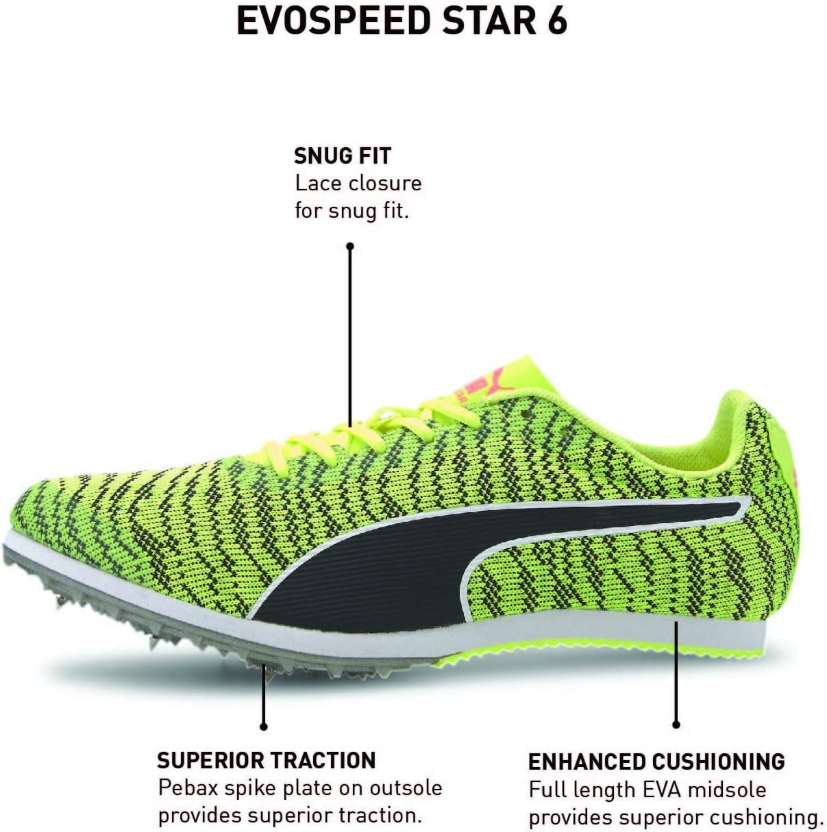 PUMA Men'S Evospeed Distance 7 Track & Field Shoes, Safety Yellow Black White, 12 UK image number 1