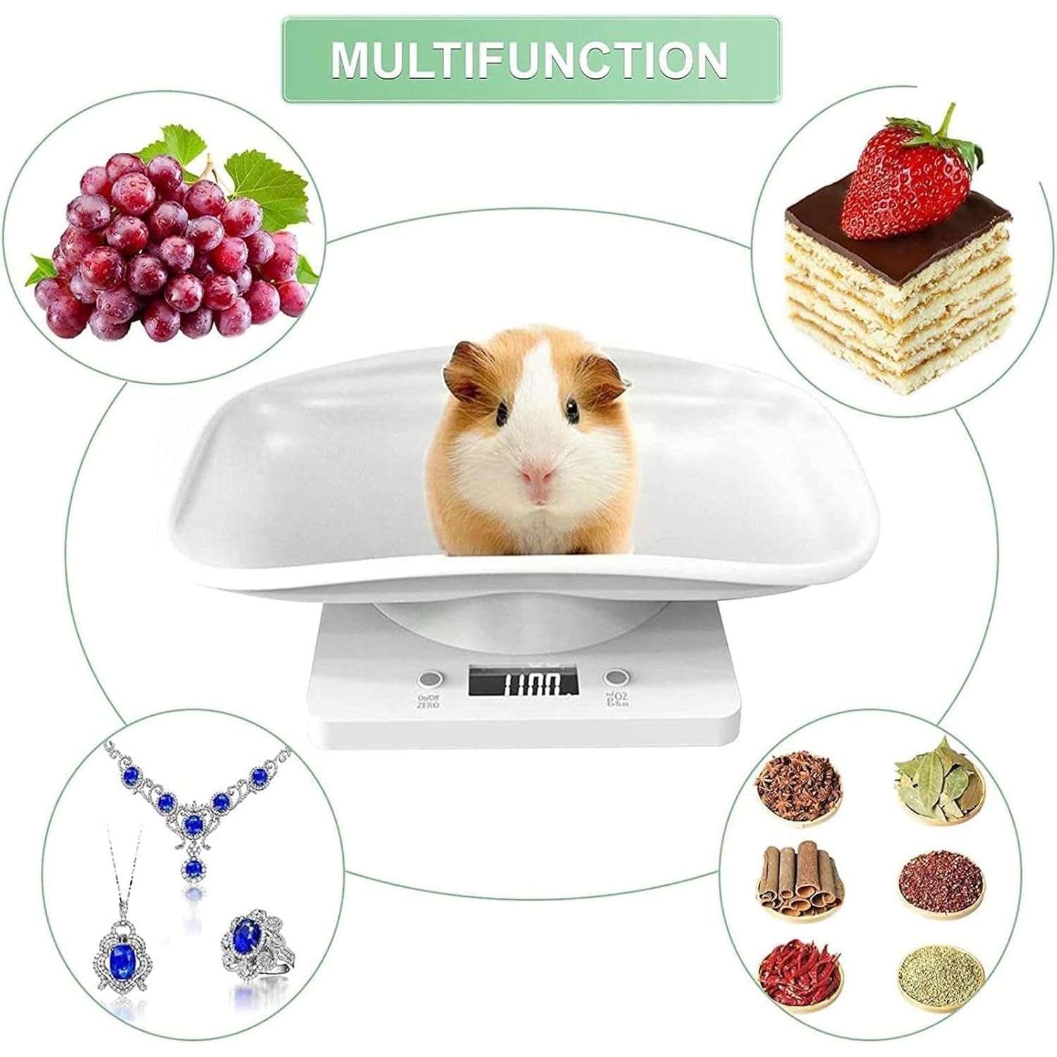 Digital Pet Scale - Backlit Pet Small Animal Weight Scale LCD - Home and Pet Shelter Accurate Measurement Weight Scale for Hedgehog, Hamster
