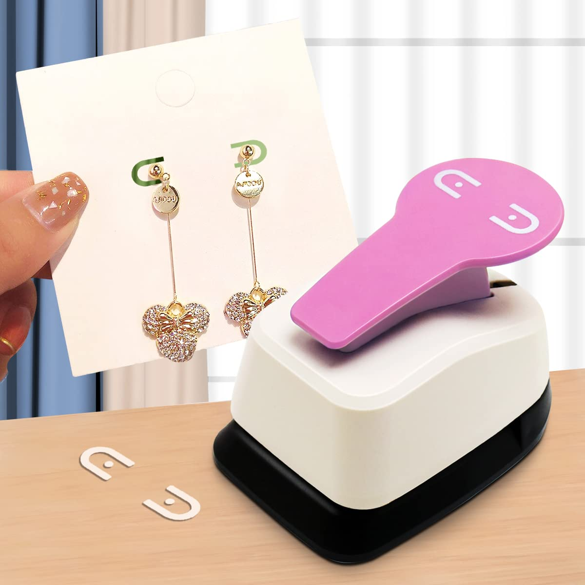 Earring Hole Punch, Earring Card Punch, Earring Punch, Pink Craft Punches, Earring Hole Puncher for Cards, Leverback Earring Card Punches, Earring Punch Card Tool, Craft Lever Punch for Earring Card image number 3