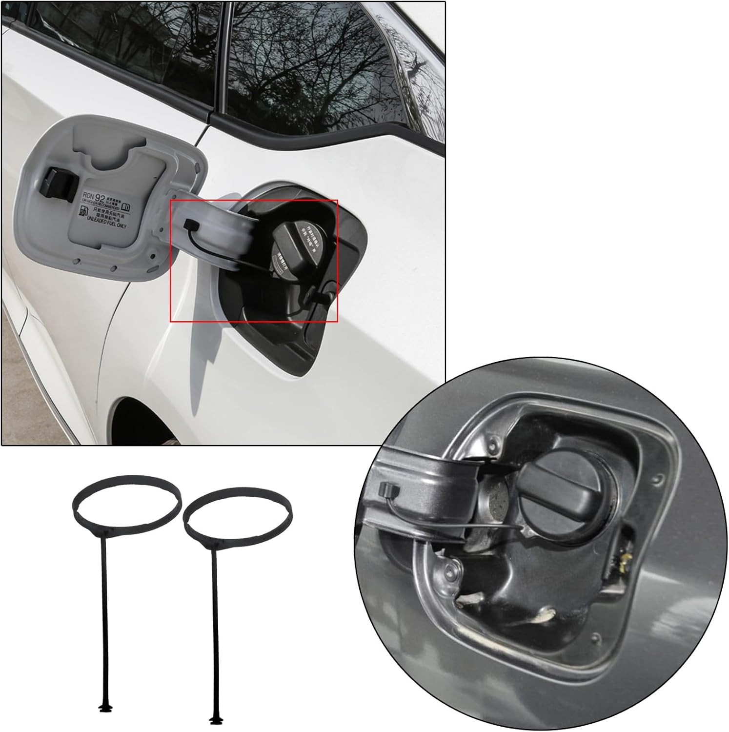 2X Fuel Tank Caps Rope Tether 17670-T3W-A01 Compatible with Honda Civic CR-V Hybrid Accord Crosstour Insight Odyssey Pilot HR-V City ILX MDX RDX ILX image number 1