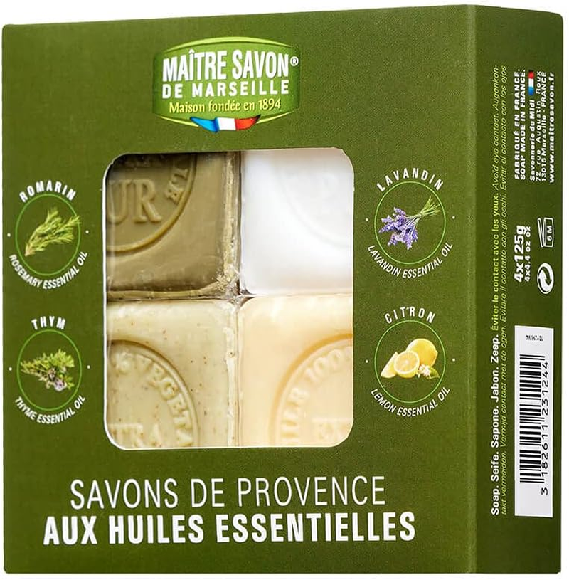 Maitre Savon De Marseille 4 X 125 G Soaps in a Set (4 Fragrances), 500 G