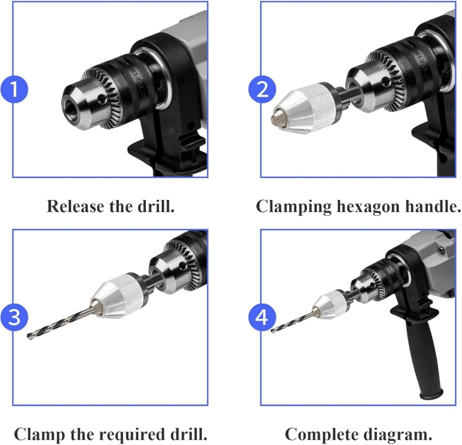 2 Pieces Keyless Drill Chuck - 1/4 Inch Hex Shank Drill Bit Adapter, Quick Change Extension Adapter for Impact Drill Tools (0.3-6.5Mm & 0.3-3.6Mm) image number 5