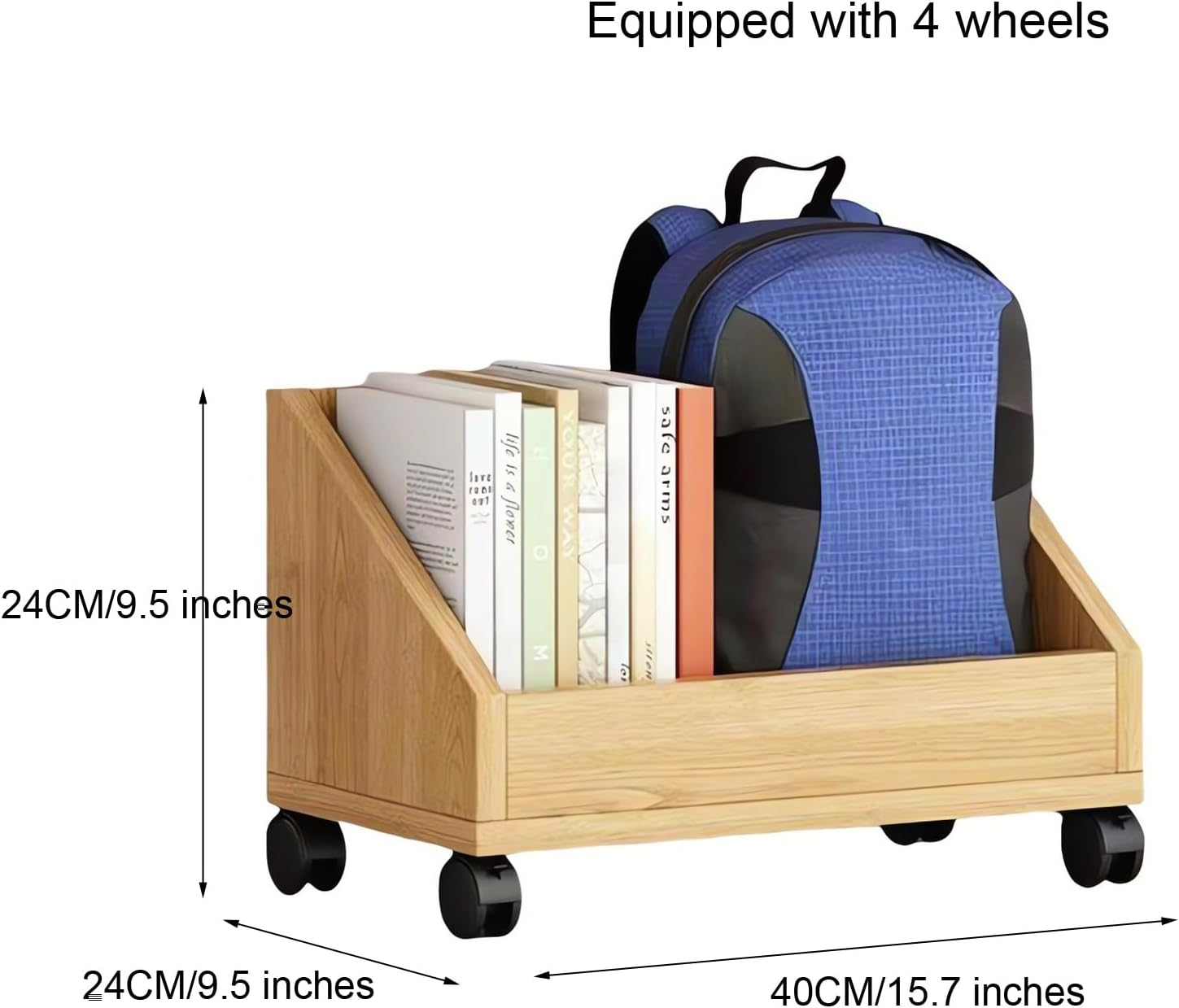 Mobile Organiser Wooden Bookshelf, Office Desk Display Shelf Unit, Book Storage Bookcase, Books Shelves A253 (Black) - White image number 2