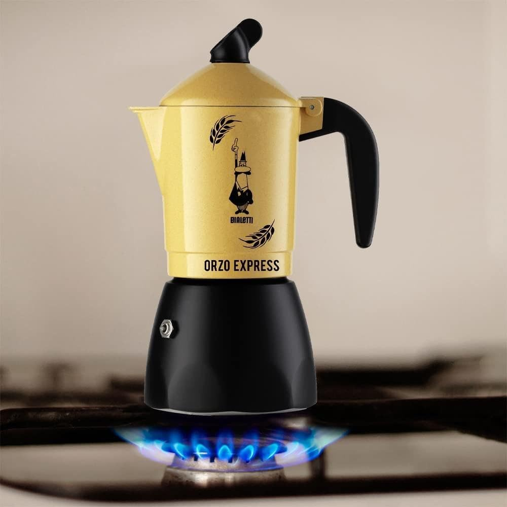 Bialetti Moka Orzo Express Coffee Pot with Horziera, 4 Cup Capacity, Yellow image number 1