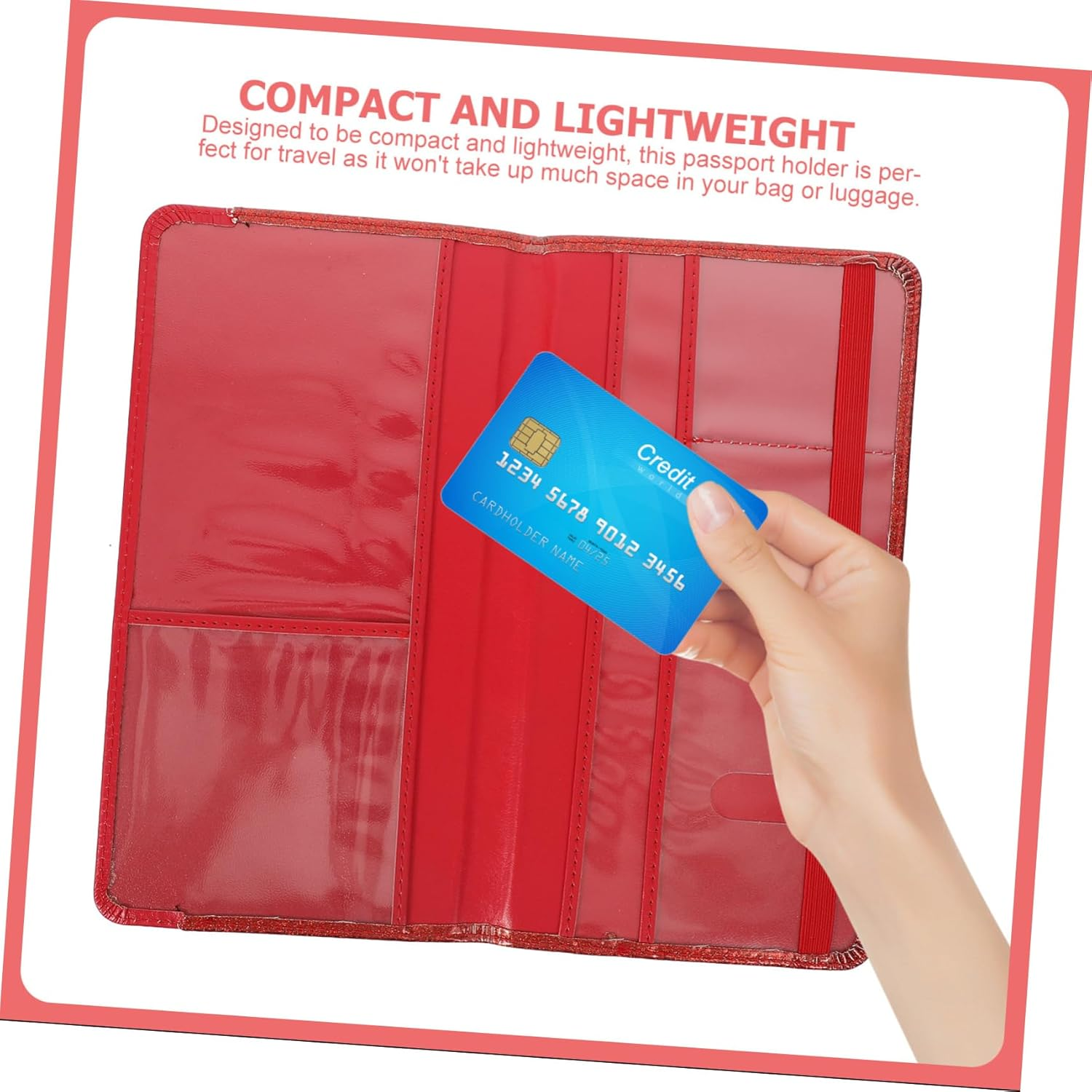 SAFIGLE Elegant Passport Holder Card Storage Durable Pu Leather Travel Essential Organizer - Red image number 4
