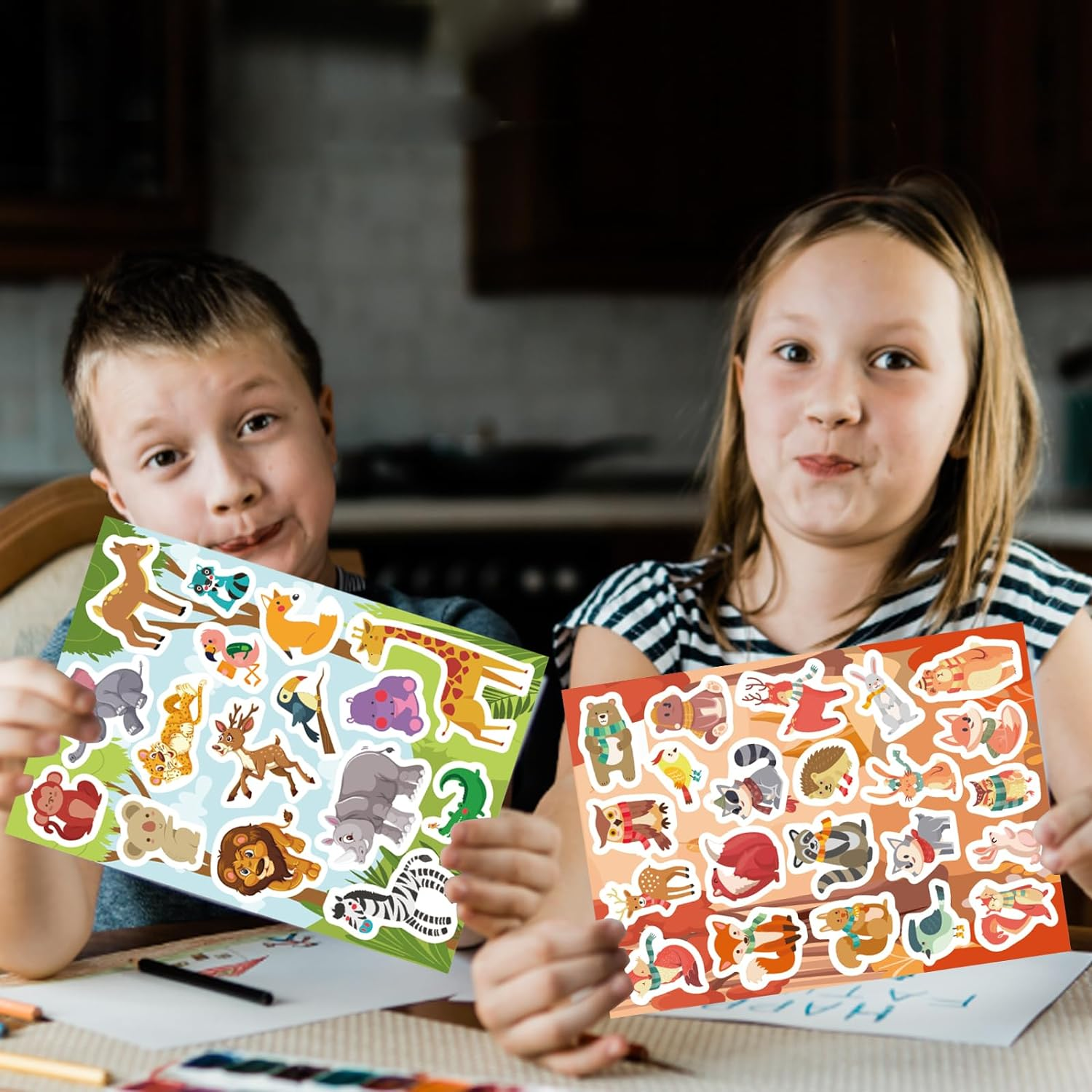 Kids Sticker, 342 PCS Animal Stickers, Colorful Water Proof Dinosaur Stickers, Princess Stickers, Decal Water Bottle Scrapbook Mermaid Stickers for Kids Boys Girls Birthday Party Gifts Decoration image number 6