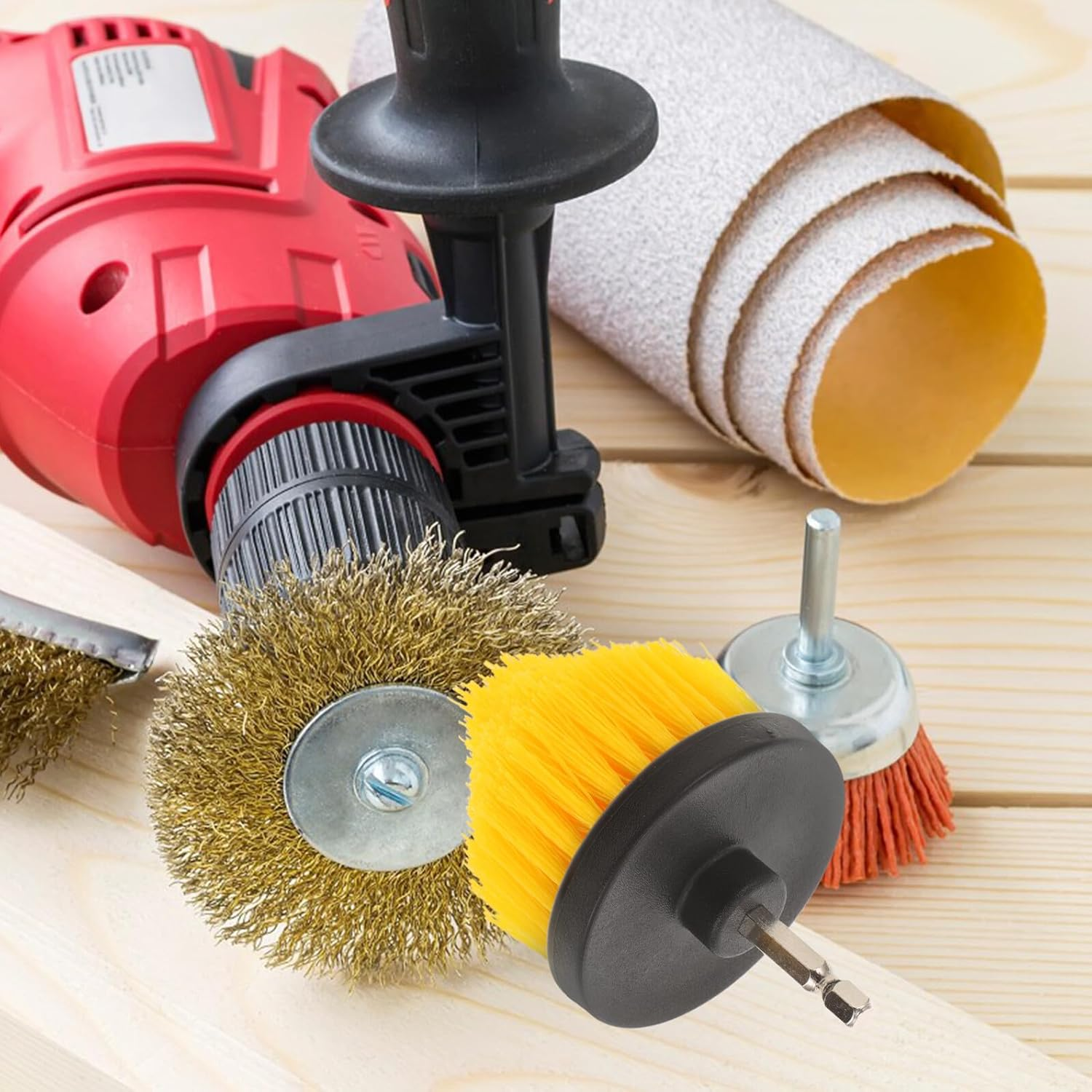 UPKOCH 2Pcs Drill Brush Attachment Cleaning Scrubber Tool Scrubbing Brush for Car Kitchen Bathtub Tile Walls Steel PP Material image number 6