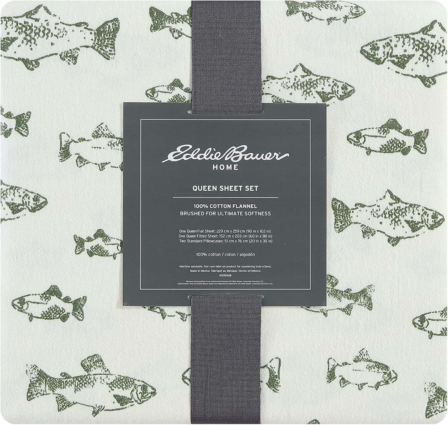 Eddie Bauer School of Fish Flannel Sheet Set, Full image number 5
