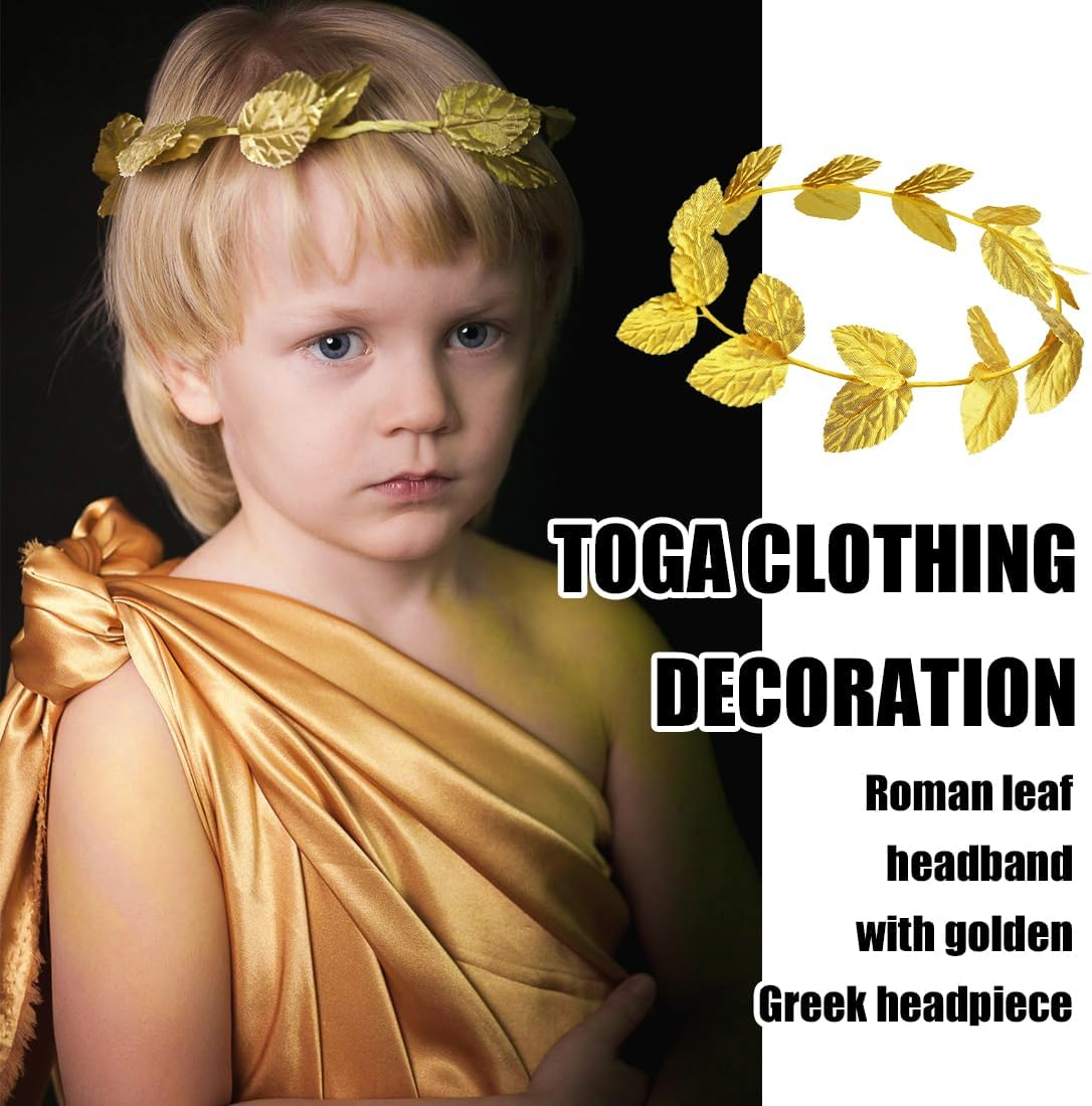 UEAVOID Pack of 3 Leaf Headbands, Roman Headdress, Leaf Crowns Headdress, Roman Laurel Wreath, Greek Headpiece, for Men and Women, Headpiece Accessories, Christmas (Gold) image number 3