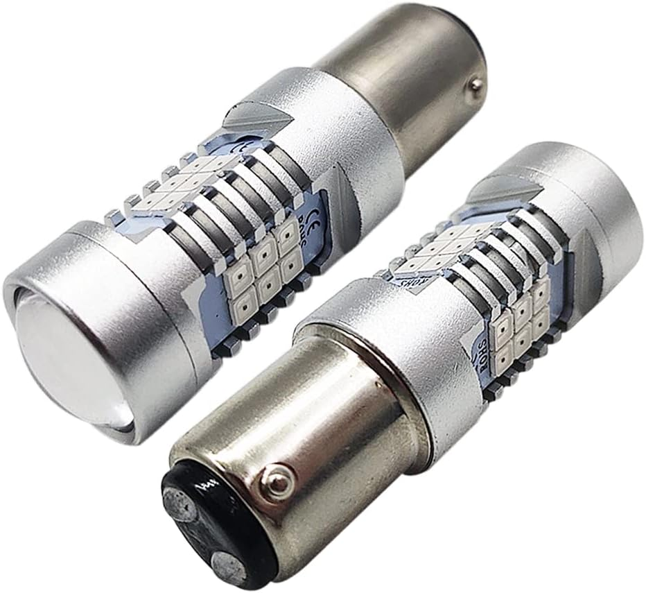 Ruiandsion BAW15D LED Bulb Red PR21/5W S25 High/Low Beam LED Bulb 12-24V 2835 21SMD for Backup Reverse Brake Tail Lights (Pack of 2) image number 3