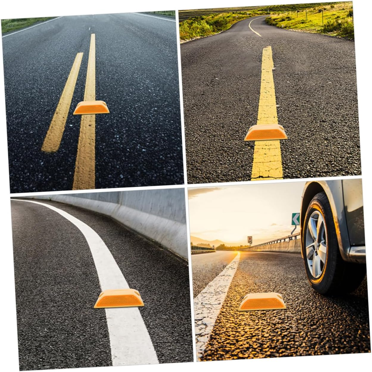 4Pcs Reflective Plastic Road Studs Reflective Trail Markers Pavement Markers for Driveway Safety Double-Sided Highway Reflectors image number 1