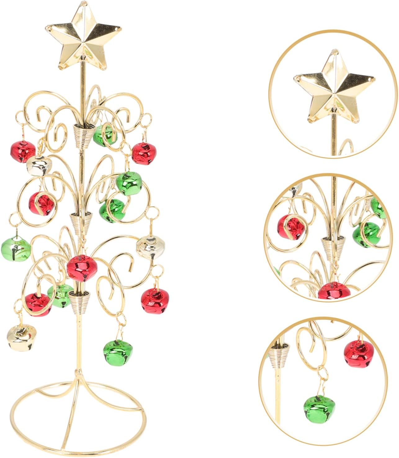 Outanaya Miniature Wrought Iron Christmas Tree 28Cm Small Desktop Xmas Tabletop Tree Red Green Gold Decorative Holiday Party Supplies image number 4