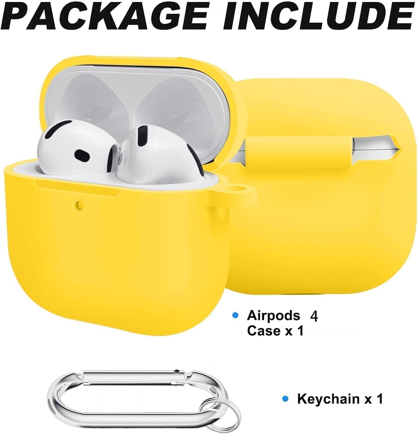 Premium Protective Case for Airpods 4Th Generation - Stylish & Durable Airpods Case with Keychain for Air Pod & Airpods Accessories（Yellow） image number 4