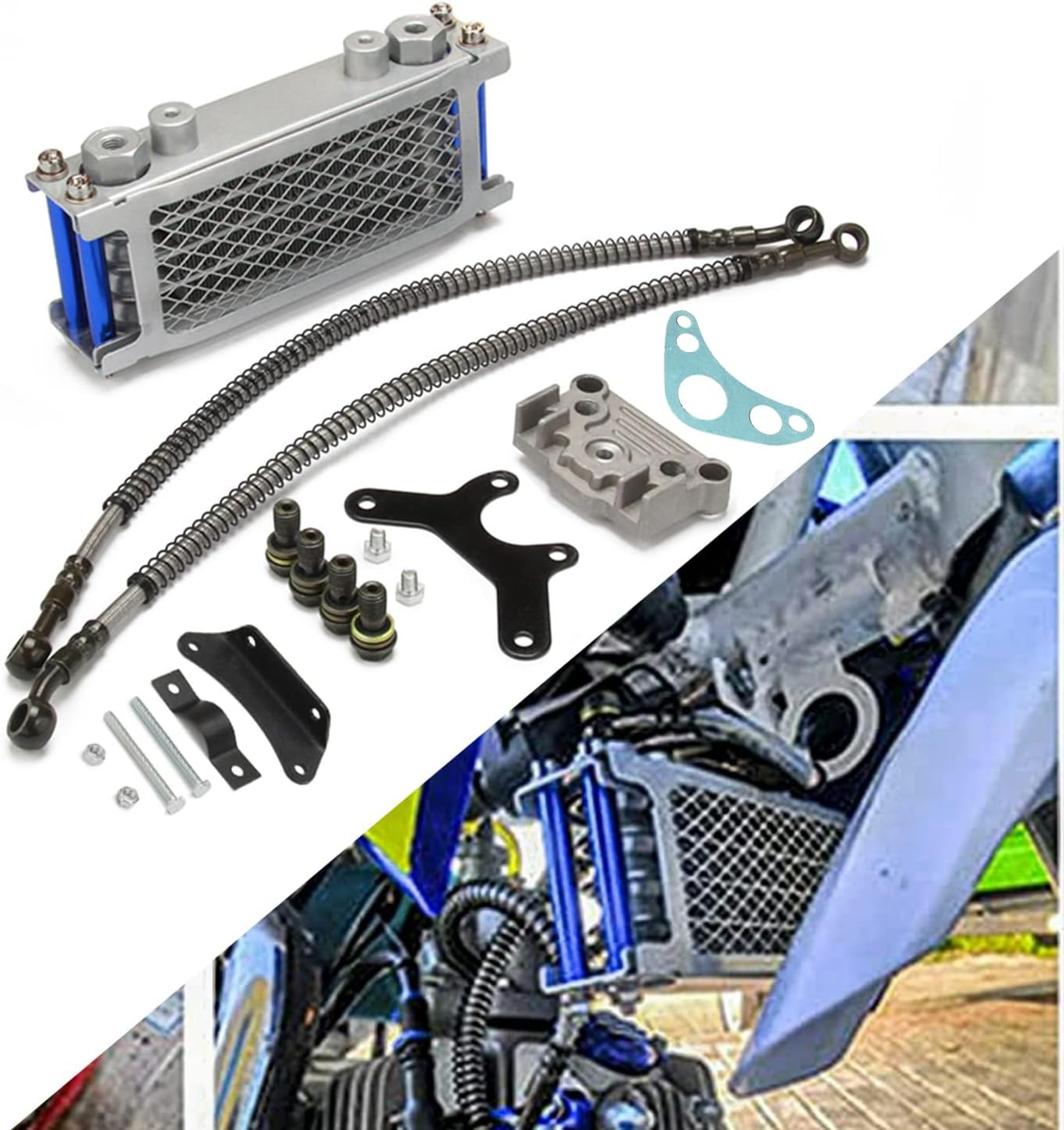 Motorcycle Oil Cooler Cooling Radiator Engine Kit Universal for CRF XR KLX 50 70 90 110 125 140Cc SSR Taotao Coolster Kayo Dirt Pit Bike ATV Black