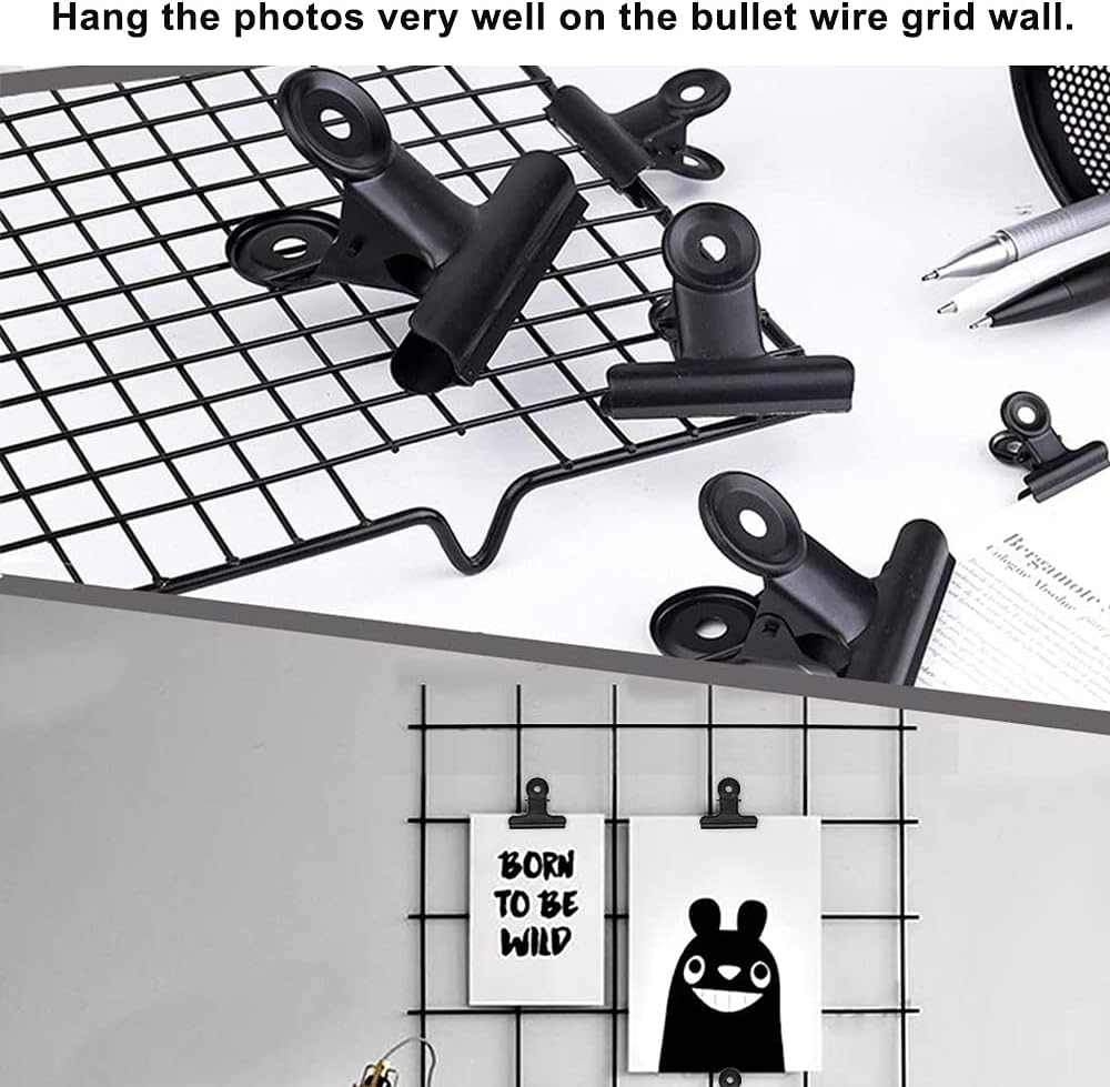 DKKO Metal Hinge Paper Clips Large Bulldog Binder Clips round Clamps for Files Crafts Photos Calendars Recipes Drawings Food Bags Papers at Shop Kitchen Home or Office(2.4Inch 10Pcs Black) image number 1