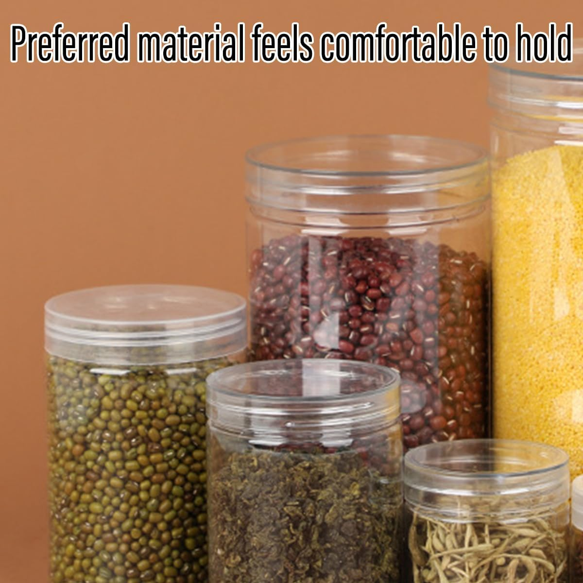 AIMALL 50PCS Wide Mouth Transparent Plastic Storage Containers, Reusable Airtight Food Bottles with Screw Lids for Kitchen Pantry Snacks Grains Nuts Dried Fruit Organisation image number 6