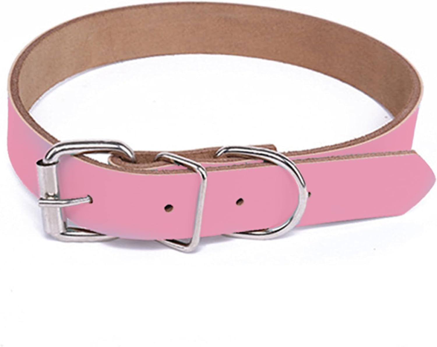 Genuine Leather Dog Collar, Classic Soft Padded Stylish Breathable Pet Collar for Small Medium Large Dogs, Cat, and Puppy (Pink) (S) image number 5