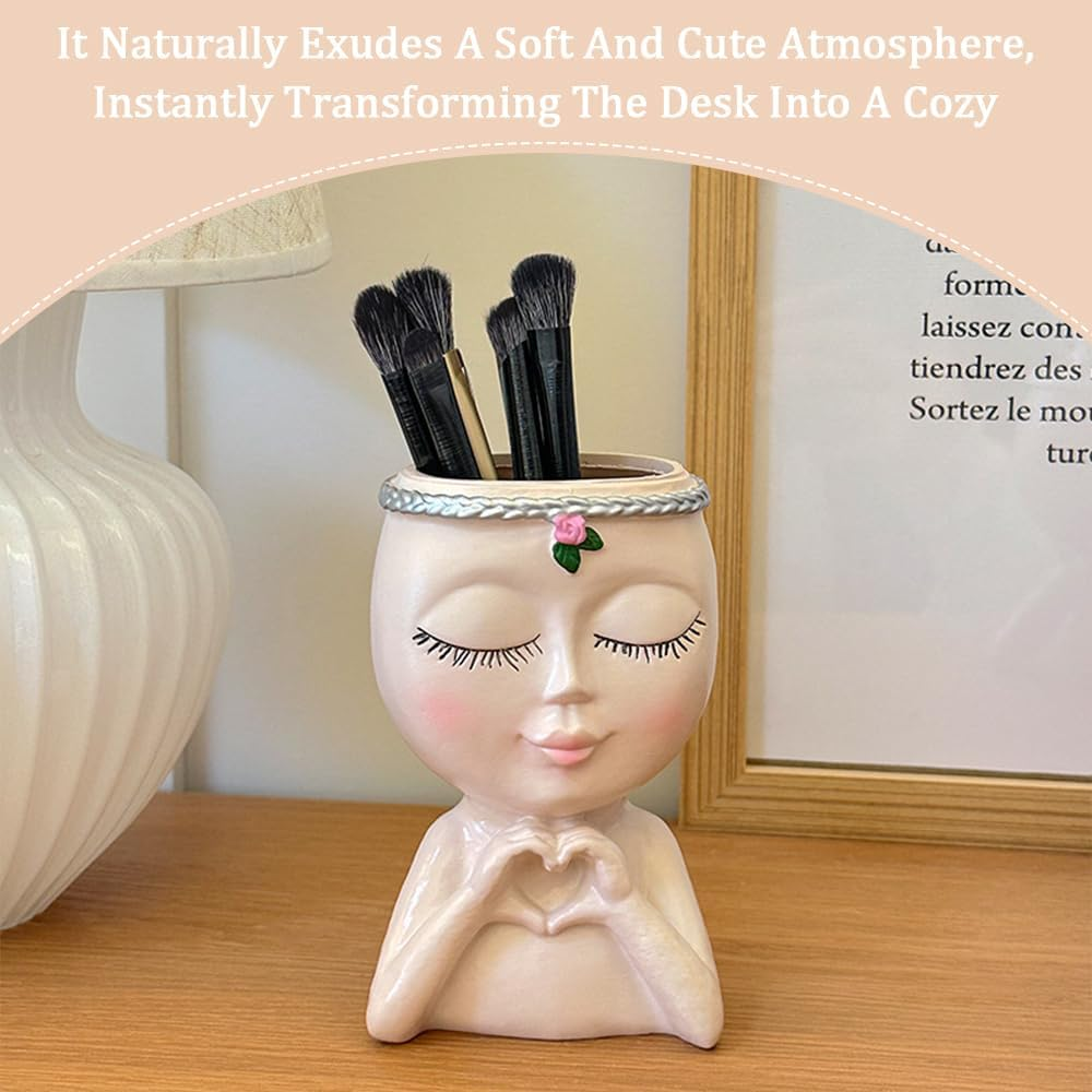 3 Pack Pen Holder,Cute Face Holder,Creative Small Decorative,Desktop Advanced Storage Decoration Ornaments,For Home Decor,For Living Room,Bedroom,Desktop image number 1