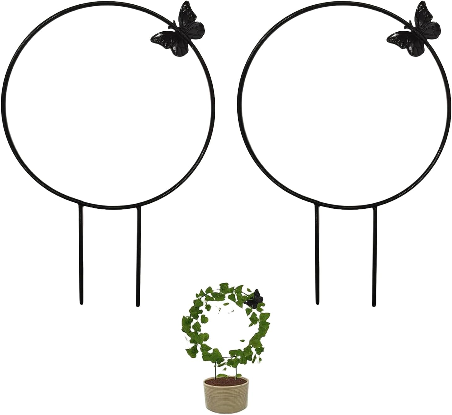 Sgphrzlt 2 Pack Small Trellis for Potted Plants, Metal Trellis for Climbing Plants Indoor, Houseplant Vine Support Outdoor Garden Climber for Ivy Flower Flowerpot, Heart