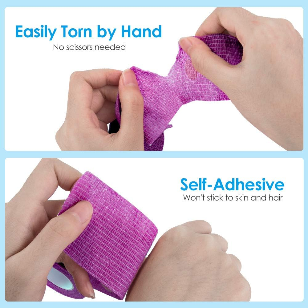 Nasjac Pet Self Adhesive Bandage, 5CM Pet Vet Wrap Tape Non-Woven Cohesive Gauze Rolls for Wrist Healing Ankle Sprain & Swelling (Mixed Color, 6 Rolls) image number 2