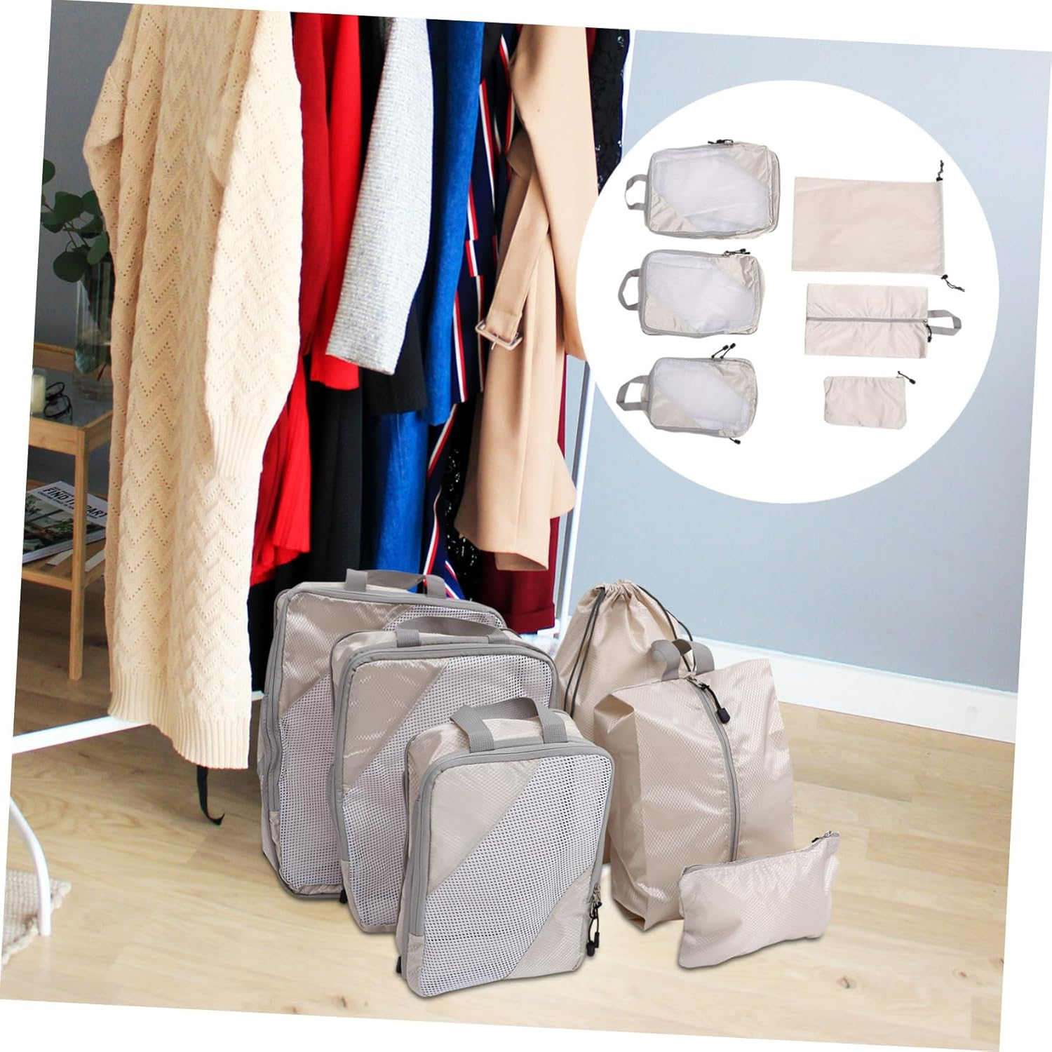 Gatuida 6Pcs Compression Packing Cubes Travel Organizers Luggage Packing Set for Suitcases Travel Bags Organizer Compression Cubes image number 2