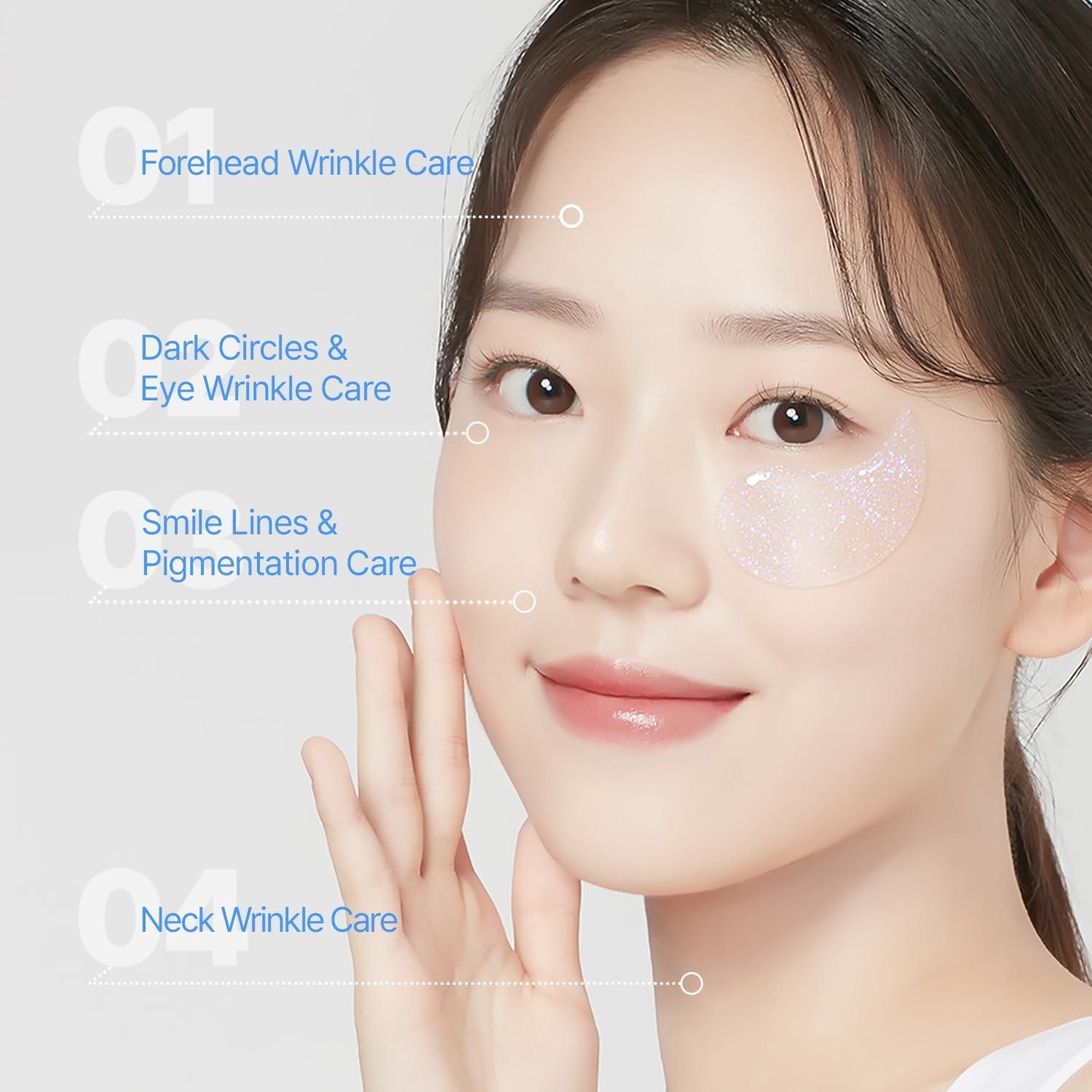 PETITFEE Aura Quartz Hydrogel Eye Mask Blue 60 Pcs (30 Pairs) - Eye Patch for Dark Circles, Brightens under Eyes, Glutathione, Ascorbic Acid, Puffy Eye Bags, Cooling, Firms Eye Area, Intense Hydration image number 5