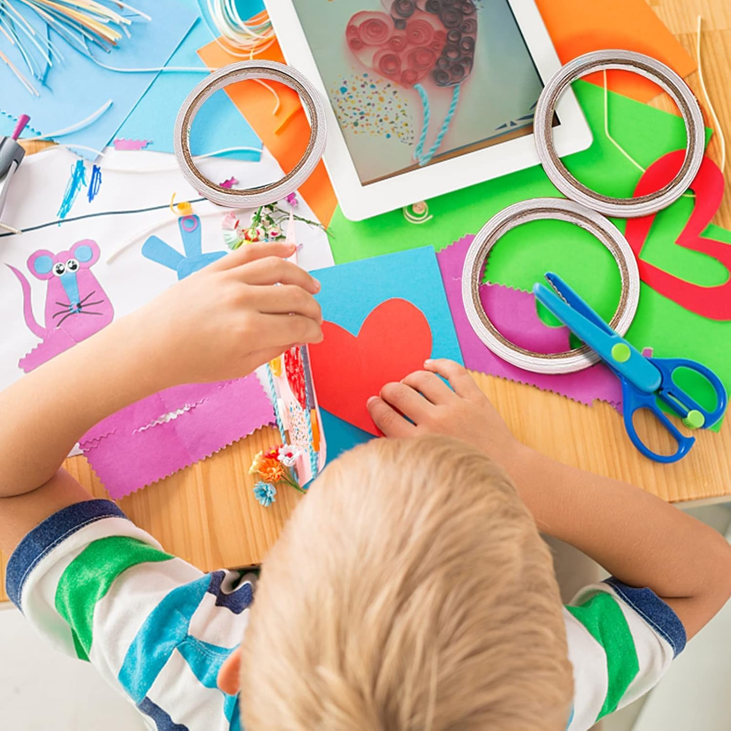 Skycabin 2Rolls Double Sided Adhesive Tape,2 Sided Sticky Tapes for Arts,Diy Crafts,Hand Work,Gift Wrapping,Stamps,Card Making,Scrapbooking and Office School Stationery 10Mmx50M/Each Roll