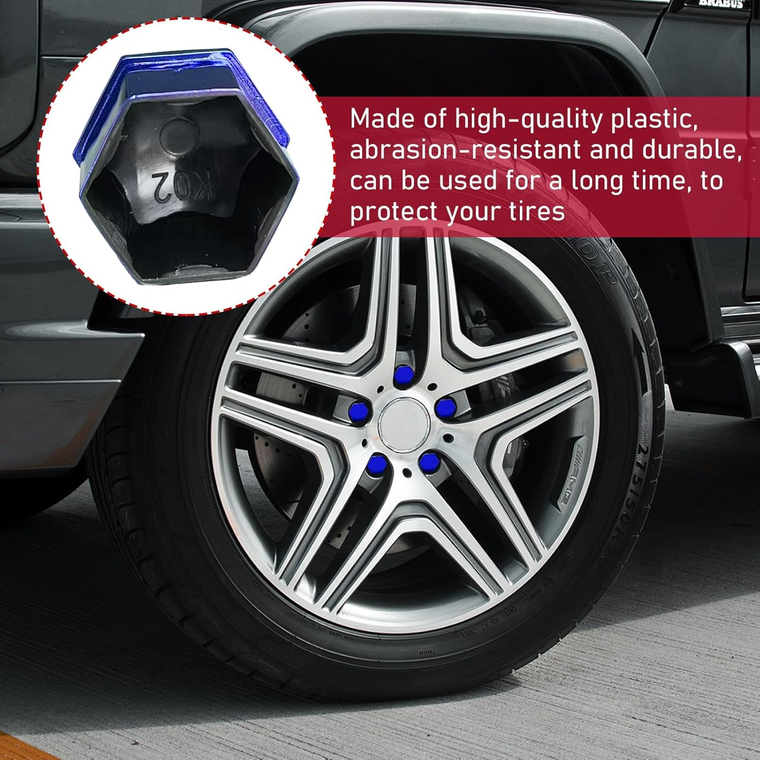 20 PCS Wheel Nut Covers Bolt Caps, 19Mm Wheel Lug Bolt Covers Caps with Removal Tool, Auto Hub Screw Bolt Head Tire Protector, Universal Vehicle Exterior Decor Accessories (Blue) - Blue image number 3