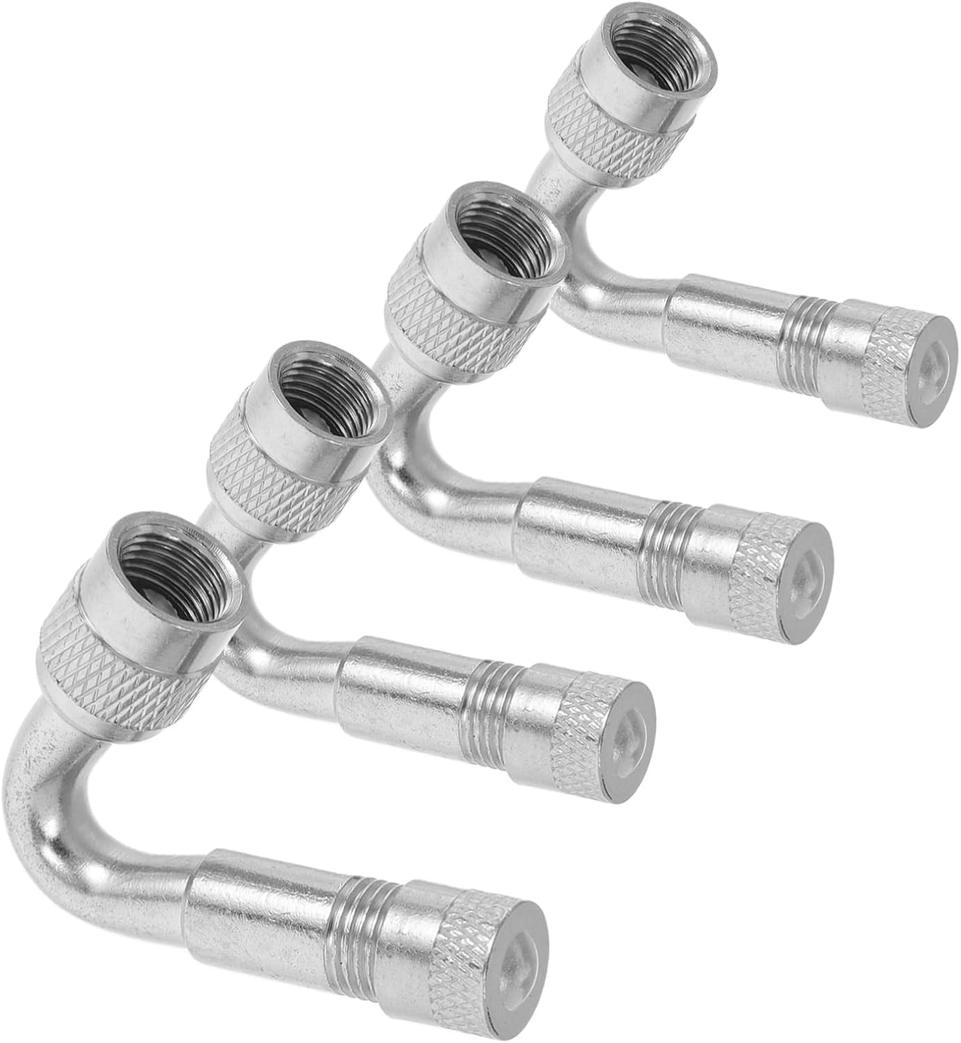 MOBUTOFU 4Pcs Valve Extension Rod Angled Metal Tire Valve Extensions for Car Motorcycle Tires Wheels image number 1