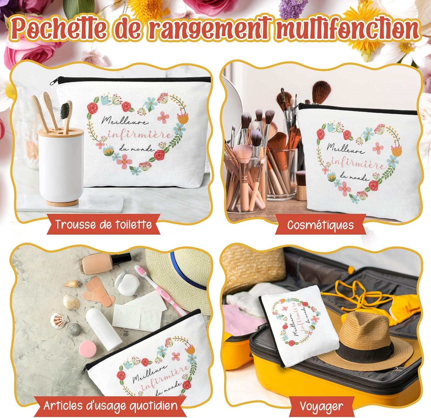 Xuniea Nurse Gift Set Including Canvas Bag, Cosmetic Bag, Keyring with Heart, Stethoscope and Syringe, Thank You Gifts for Medical Staff, Christmas image number 2