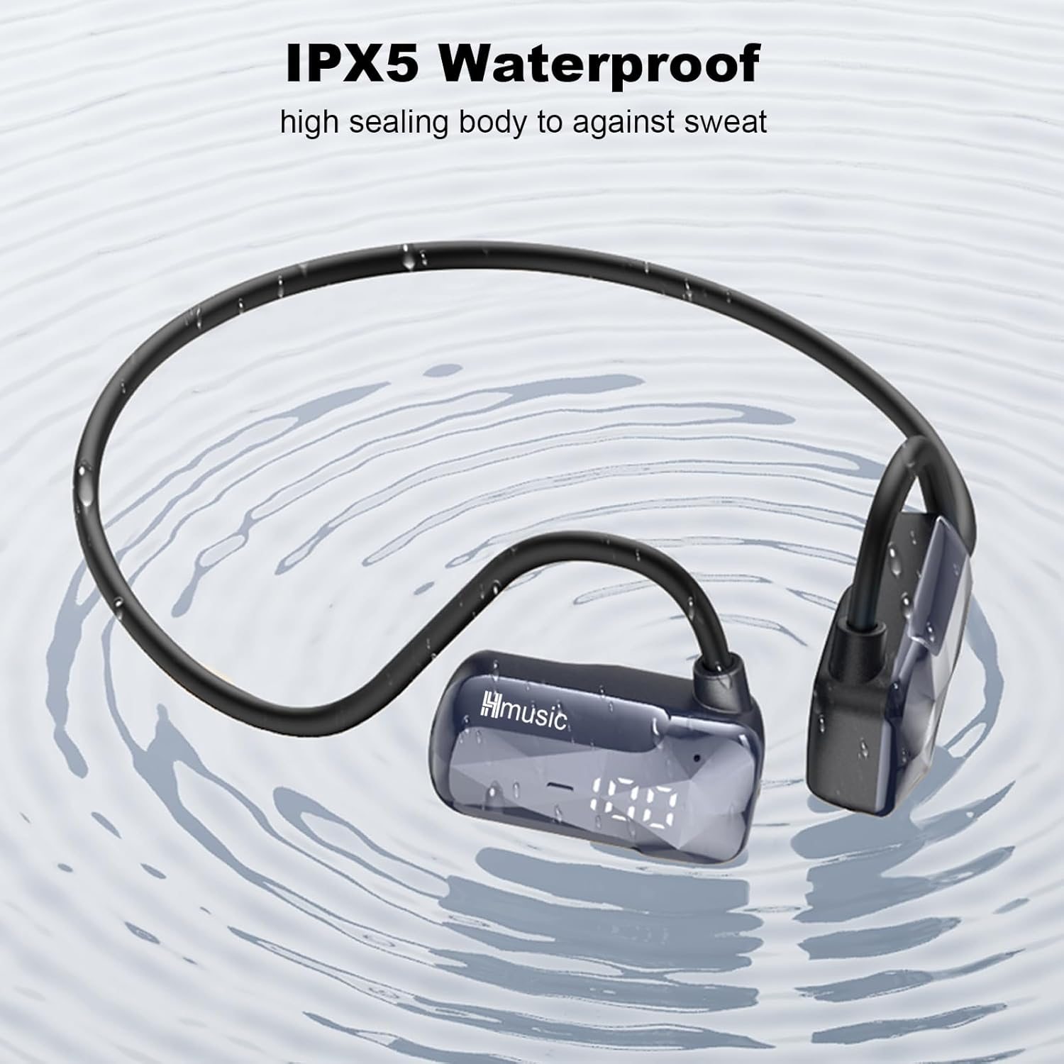 Hmusic H07 Running Headphones, Open Ear Headphones Wireless Bluetooth 5.4, Air Conduction Open-Ear Headset W/Mic, 16H Playtime, IPX5 Waterproof, Open Air Sports Headphones for Running, Cycling, Blue