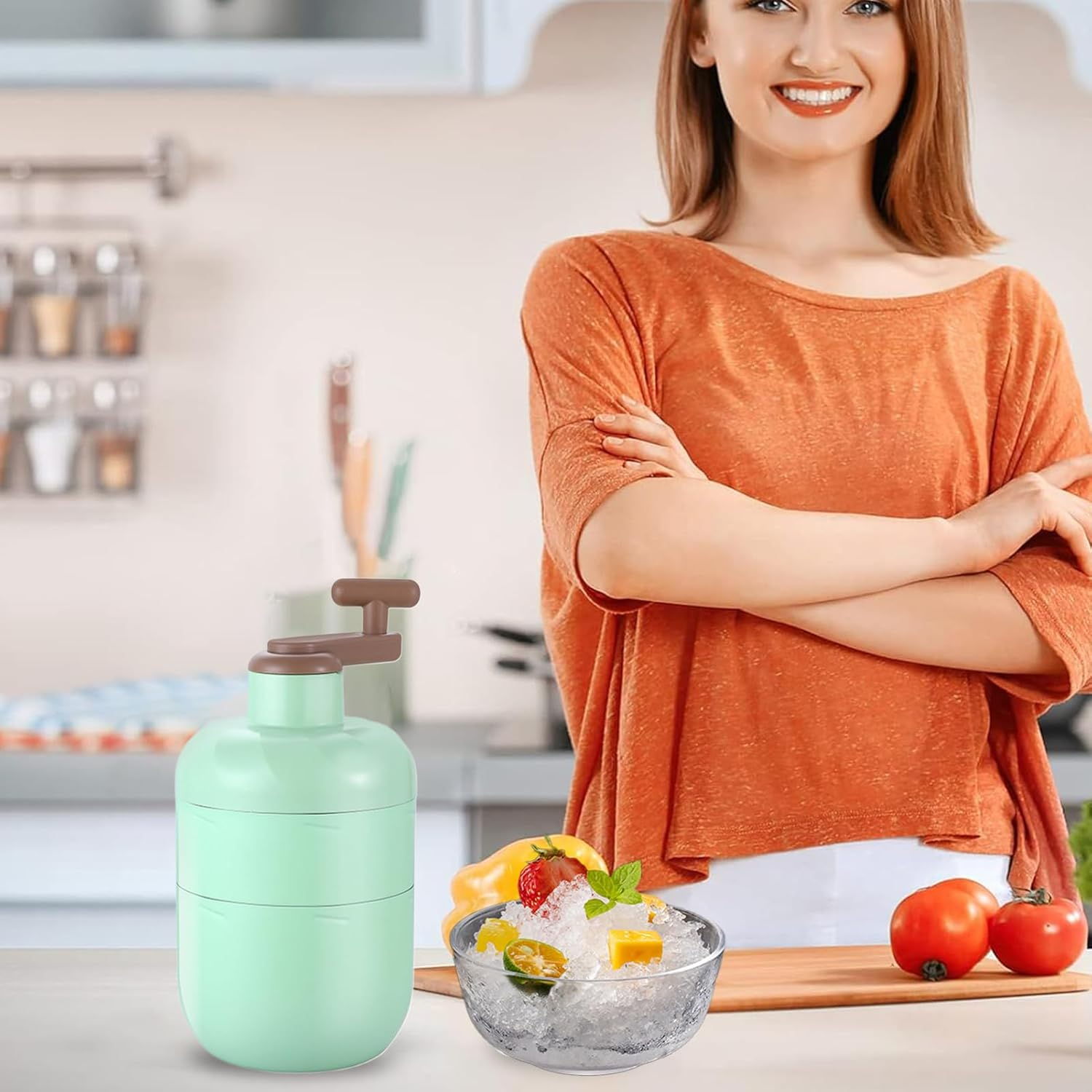 Ice Shaver | Manual Hand Crank Crusher - Stainless Steel Snow Cone Maker | for Home Kitchen Outdoor Picnics Cocktails Snowcones - Silver image number 5