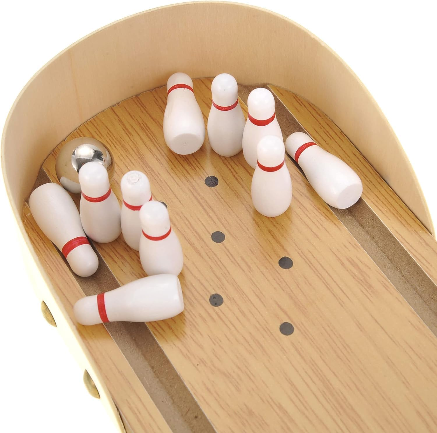Tabletop Mini Bowling Game Set, Tabletop Wooden Board Mini Arcade Desktop Tiny Bowling Shooting Alley Office Desk Stress Relief Gadgets Small Finger Toys Fun Gag Gifts for Menwomen Kids Teens Boys image number 2