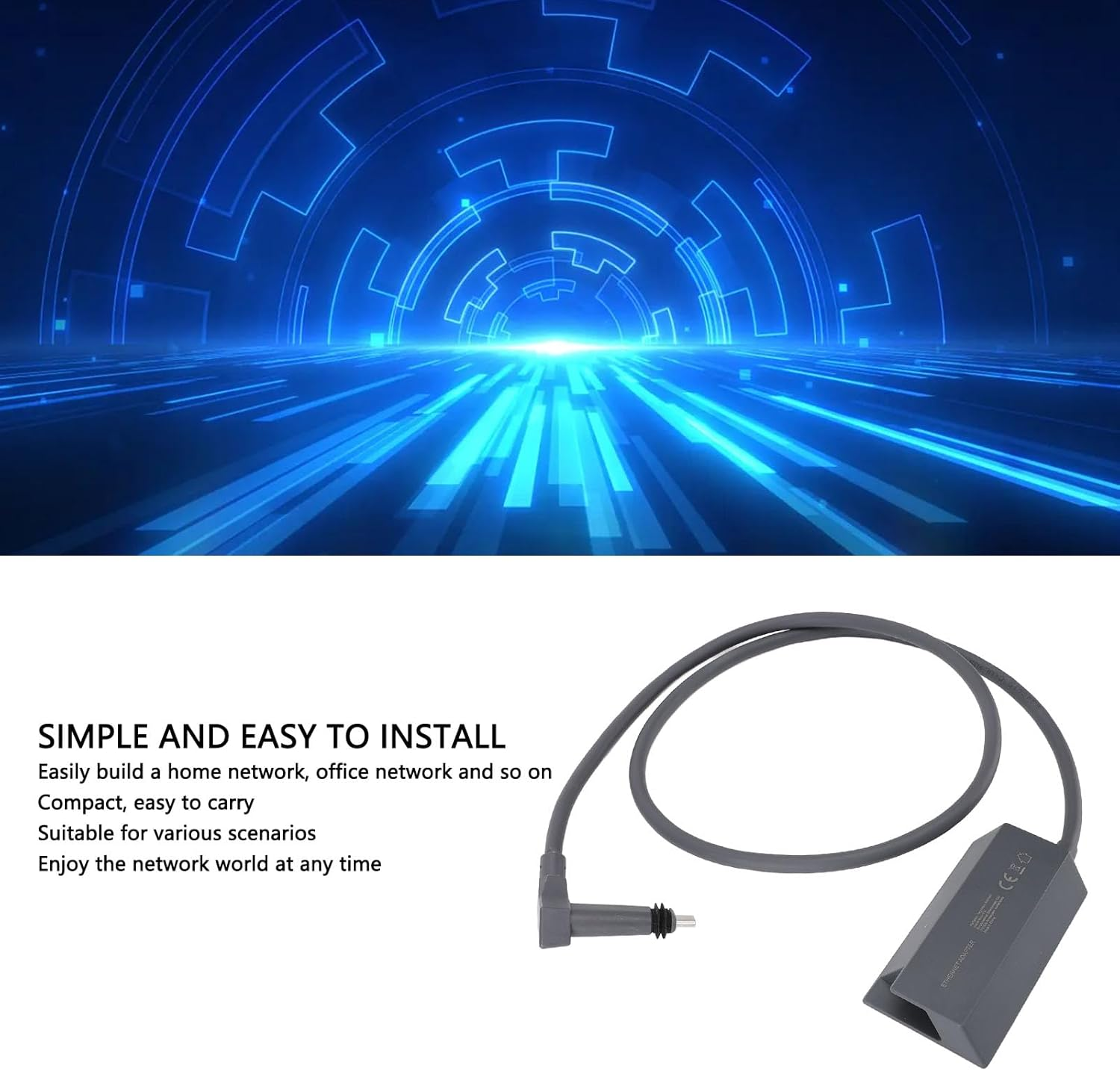 Focket Satellite Ethernet Adapter, Rectangle Internet Powerline Satellite Internet Adapter with High Speed Stable Data Transmission Compact Easy Carry for Wired External Network image number 3