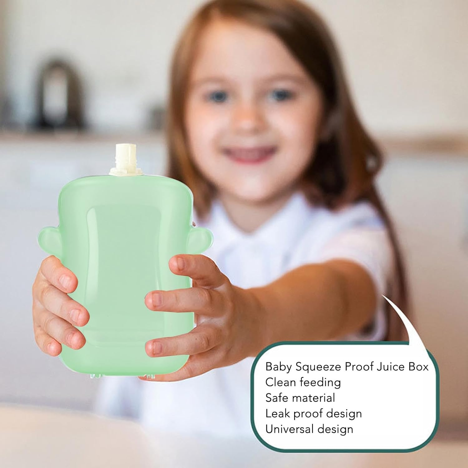 Squeeze Proof Flipping Holder for Food Pouches & Juice Boxes, Universal Multipurpose Prevent Messes Support Self Feeding Baby Juice Box Holder for Toddlers (Green) image number 1