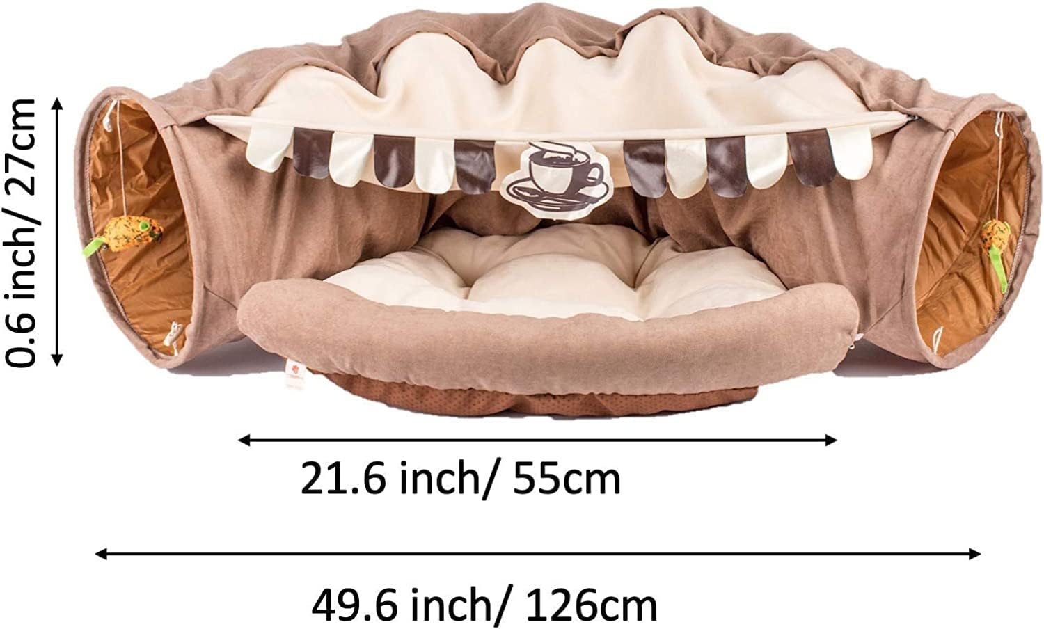 Cat Tunnel Bed, 2-In-1 Cat Bed with Scratching Toys,Rustling Tunnel Paper Design Removable and Washable Soft Warm Bed for Cats Rabbits Indoor Interactive image number 5