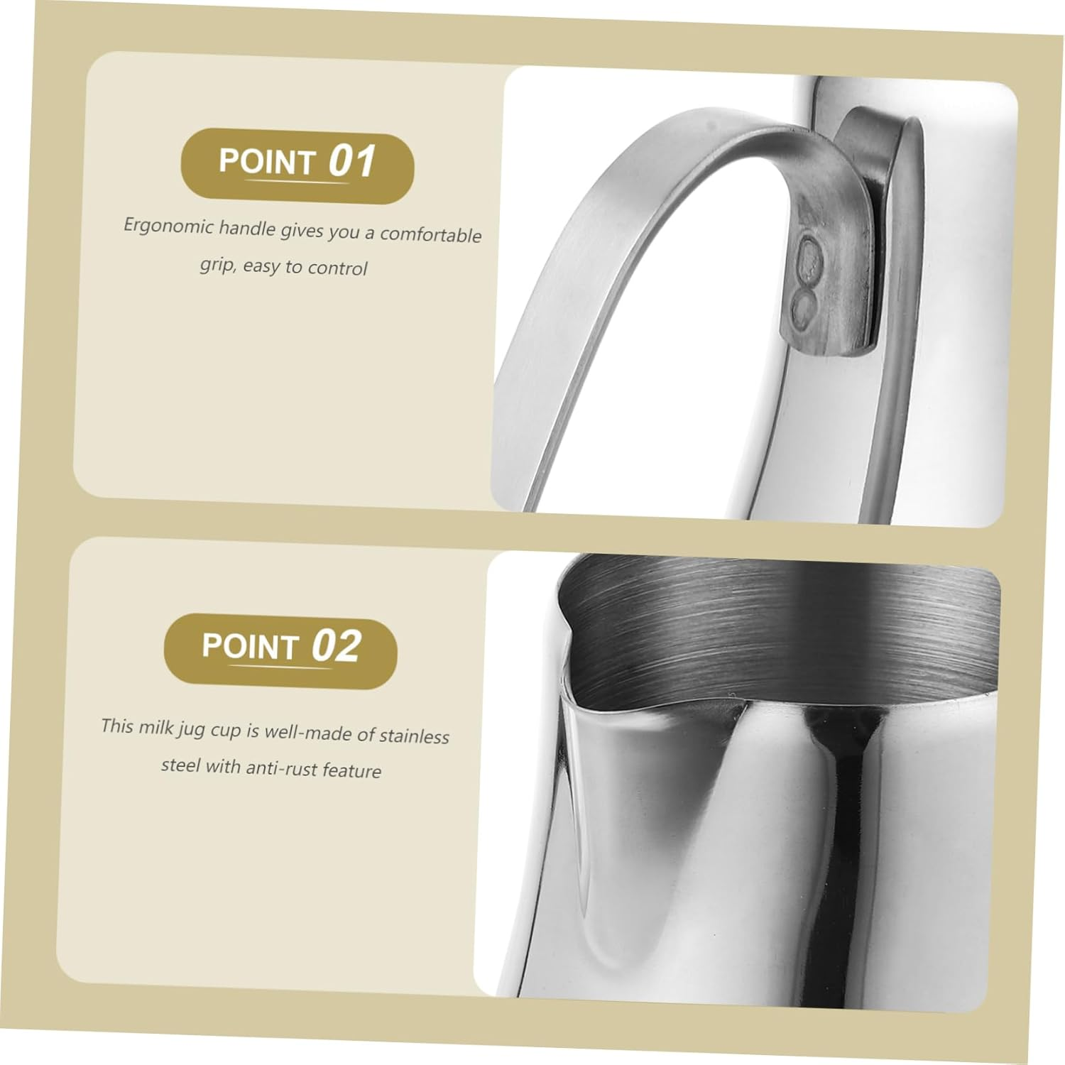 Cabilock Hand Brewing Kettle Stainless Steel Coffee Pot for Espresso Milk Frothing Pitcher Long Handle for Tea Ceremony image number 4